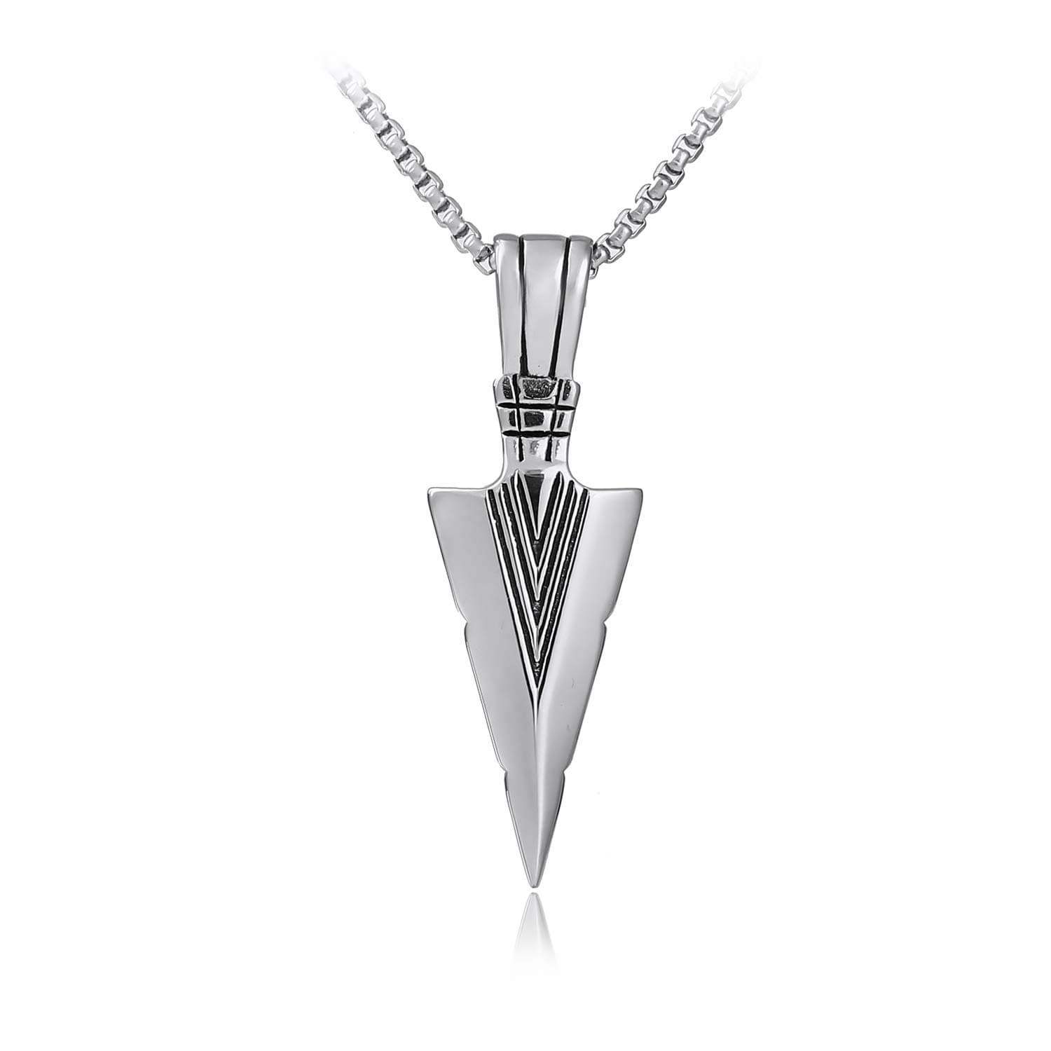 Hongyantech Retro Style Pendant Necklace Men's with Necklace Stainless Steel Silver 60 cm Chain Men's Pendant Necklaces for Men