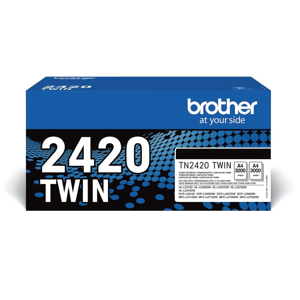Brother TN-2420TWIN Toner Cartridge, Black, Twin Pack, High Yield, includes 2 x Toner Cartridge, Brother Genuine Supplies