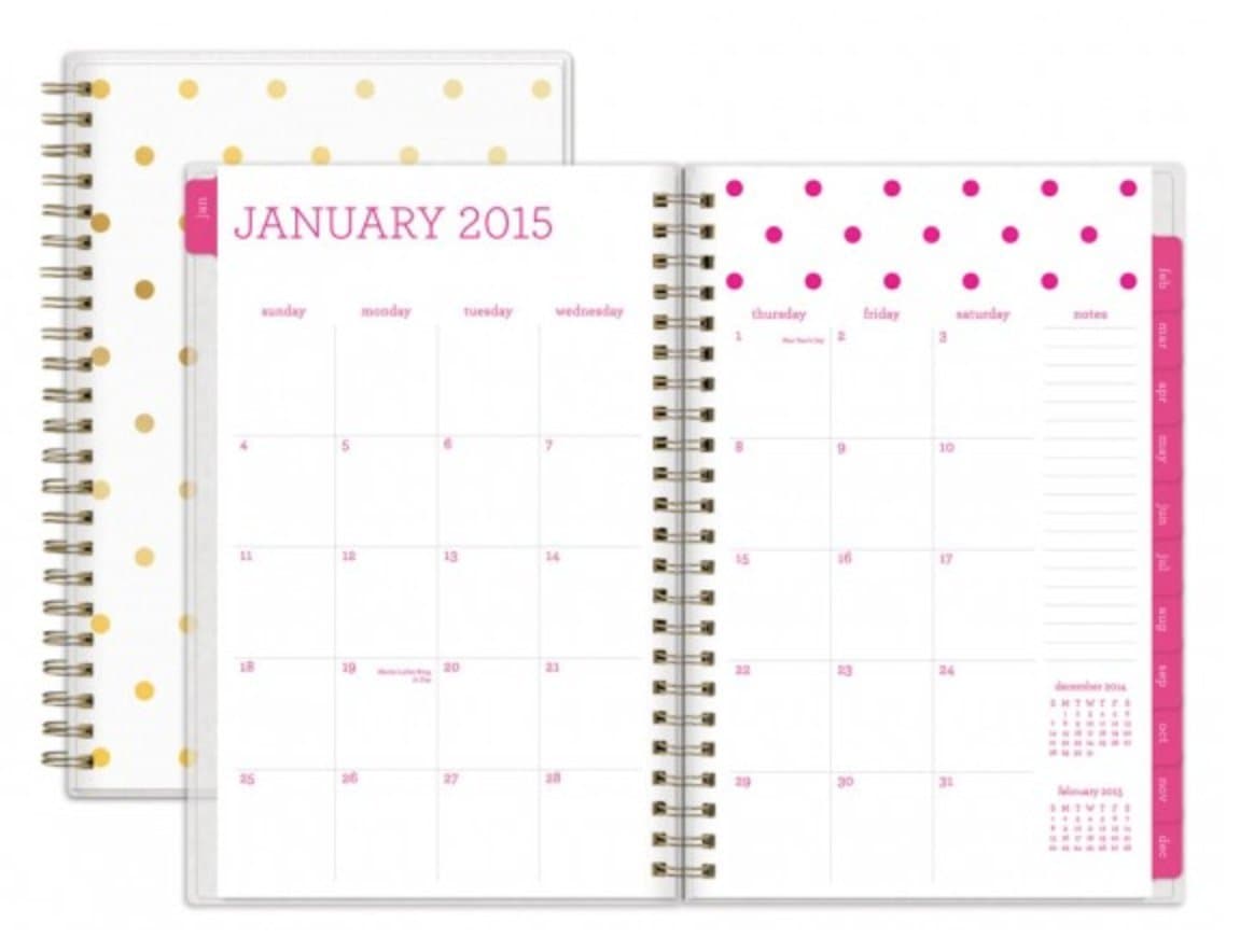 Gold Polka Dot Planner, Small 2015 - Sugar Paper La - Monthly/weekly Planner