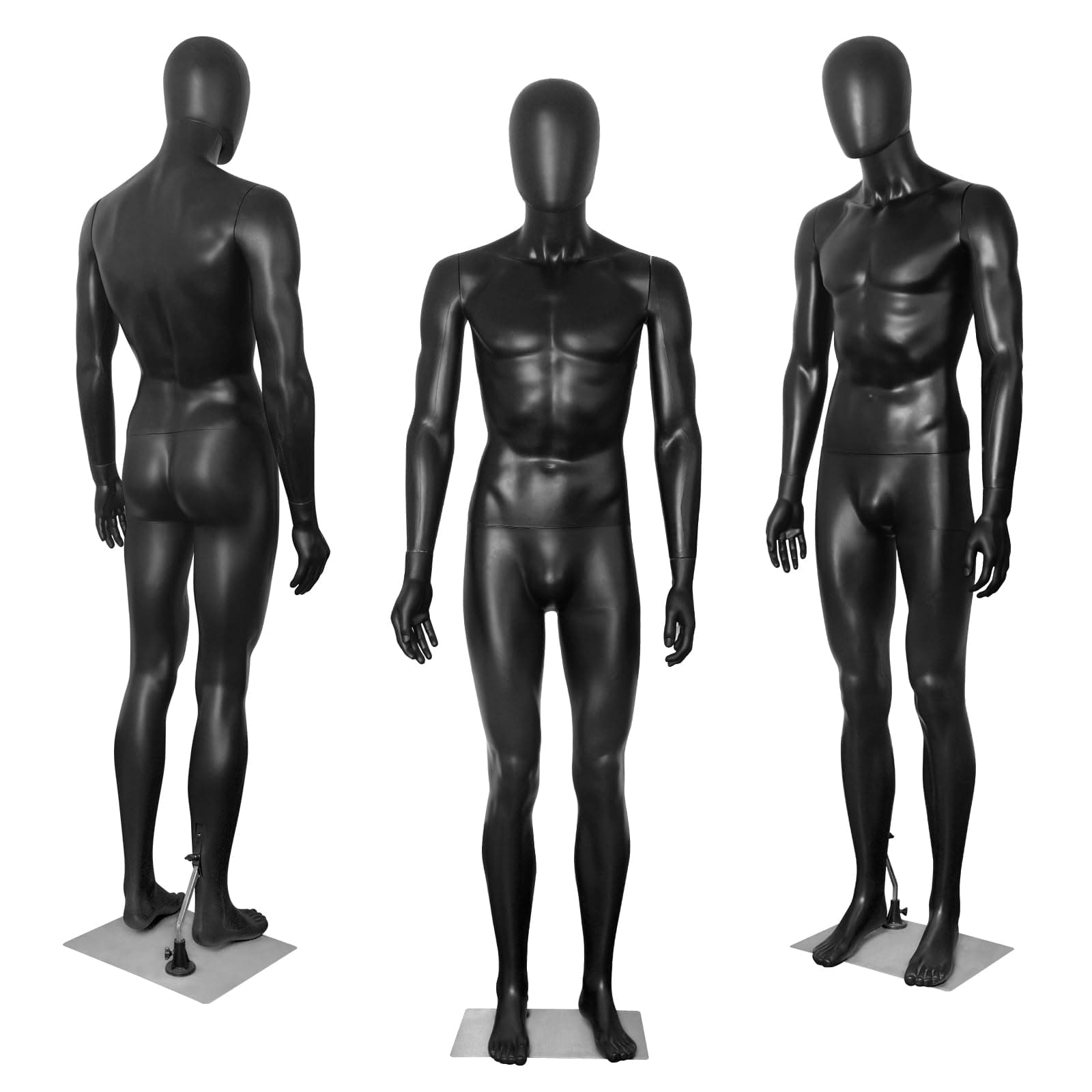 YumHome Male Mannequin 73 Inch Full Body Model Stand, Poseable Mannequins Dress Form Detachable Torso for Retail Clothing Shops, Adjustable Manikin Body Display with Metal Base Connector, Black