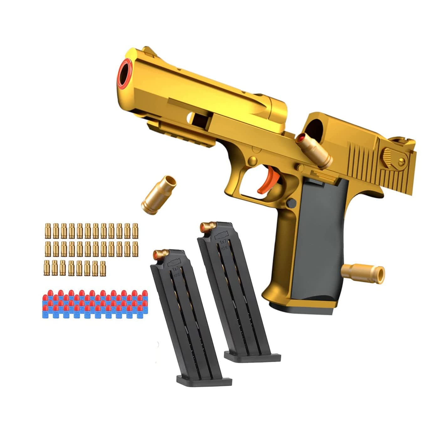 Toy Gun Soft Ball Blaster, Soft Bullets & Eco-Friendly Soft Ball, Toys Foam Blaster, Shooting Games Education Toy Model Kids Boys Gifts (Golden Colored)