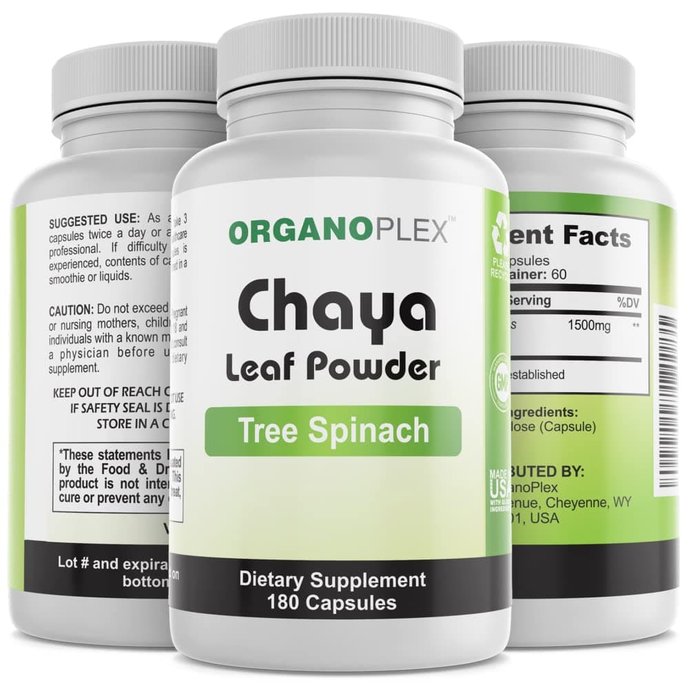 ORGANOPLEX - Chaya (Tree Spinach) - Leaf Powder – 180 Veggie Capsules