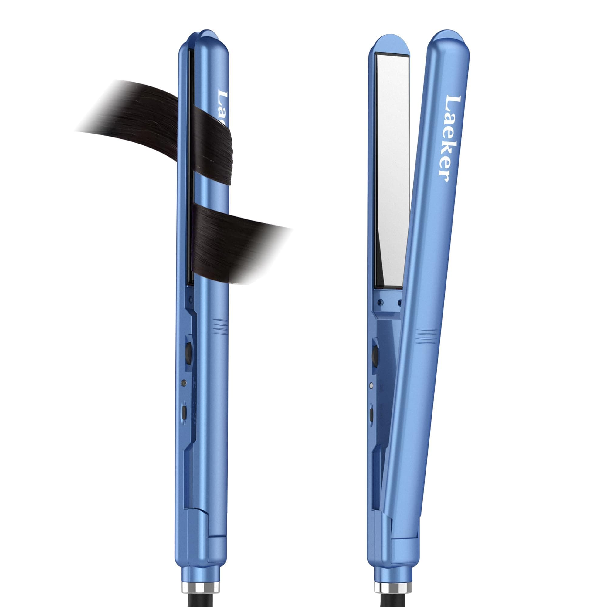 Laeker Ultra-Slim Flat Iron Hair Straightener, Professional Straighten and Curling Iron 2 in 1 Tourmaline Titanium Plate for All Hair Types, Dual Voltage for Travel, Up to 450 Degree Hot (Blue)