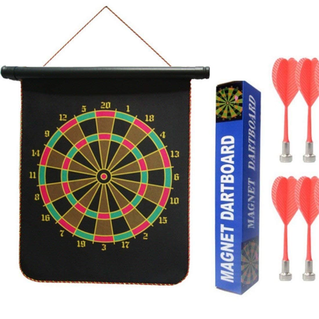 BABY N TOYYS Double Faced Portable Magnetic Dart Game With 4 Colourful Non Pointed Darts - Black