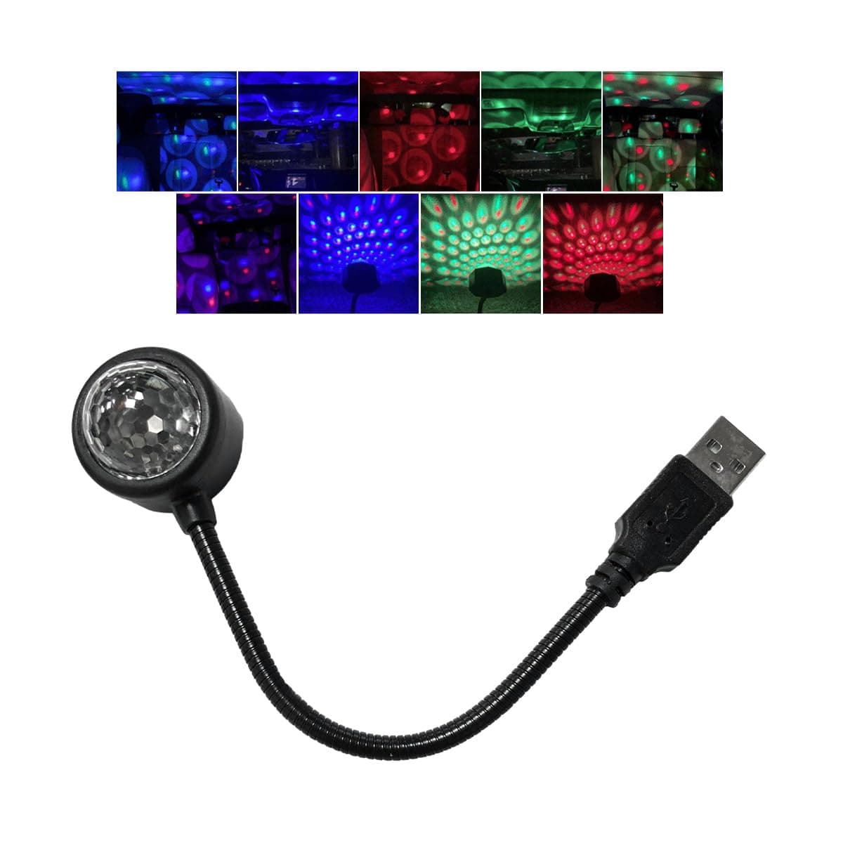 USB Star Night Light Projector, Adjustable Car Roof Sound Activated Star Light with 9 Functional Modes, Portable LED Ambient Lamp for Vehicle Interior Decor, Car Accessories