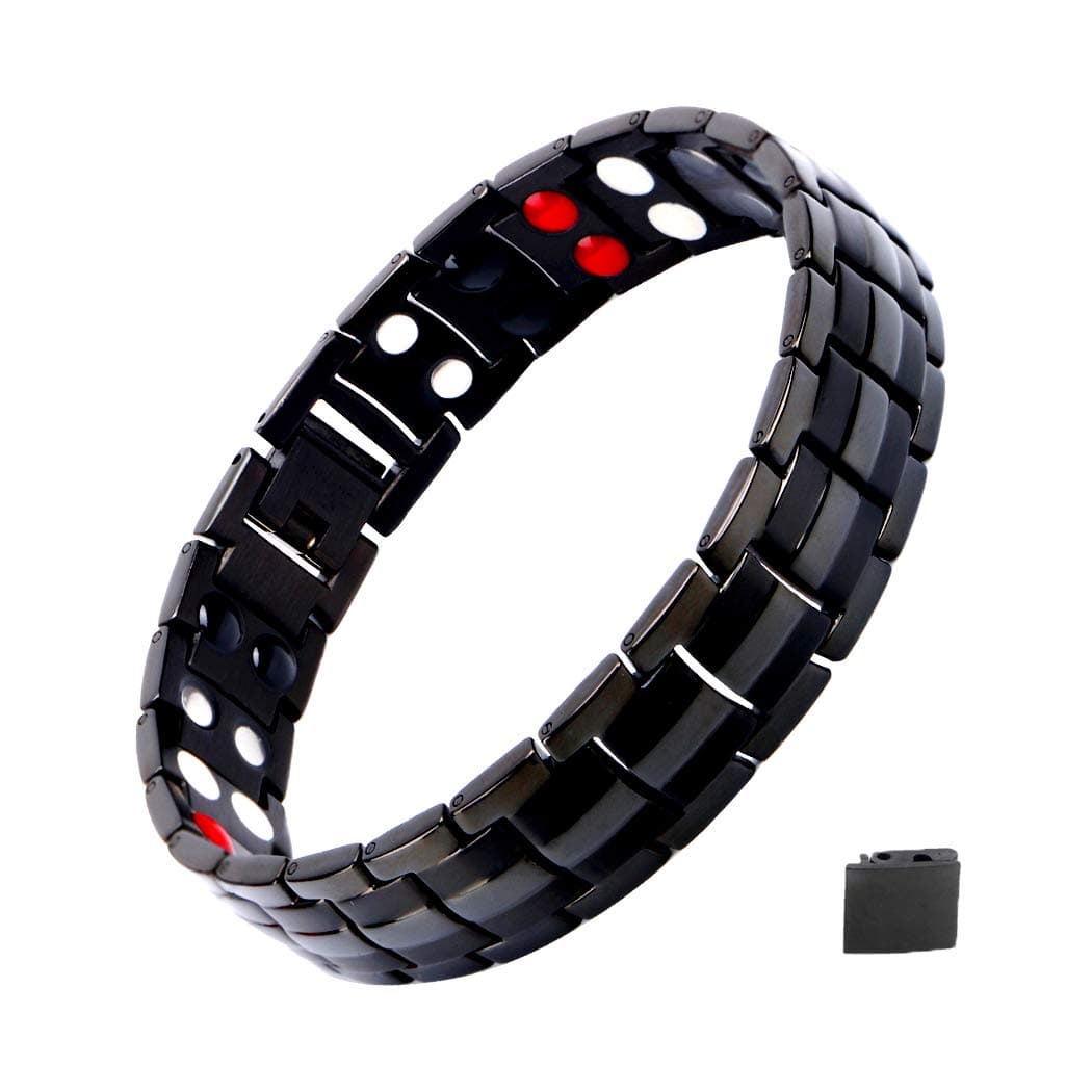Mens Magnetic Bracelet, Titanium Therapy Bracelets for Men Healthy Sleek Cuff Wristband for Relief Pain with Free Link Removal Tool