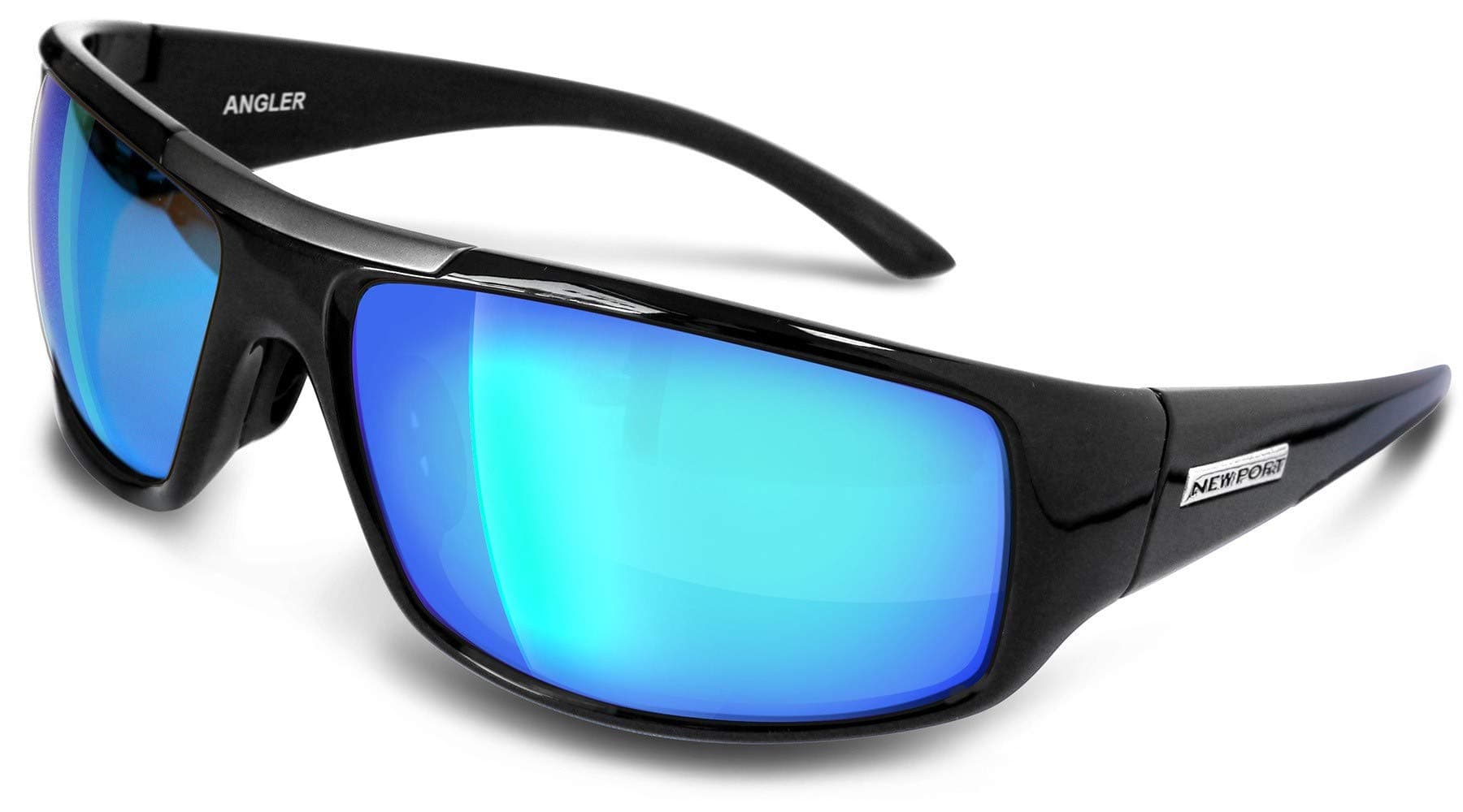 Newport Polarized Angler Black Sunglasses w/Blue Revo Lens