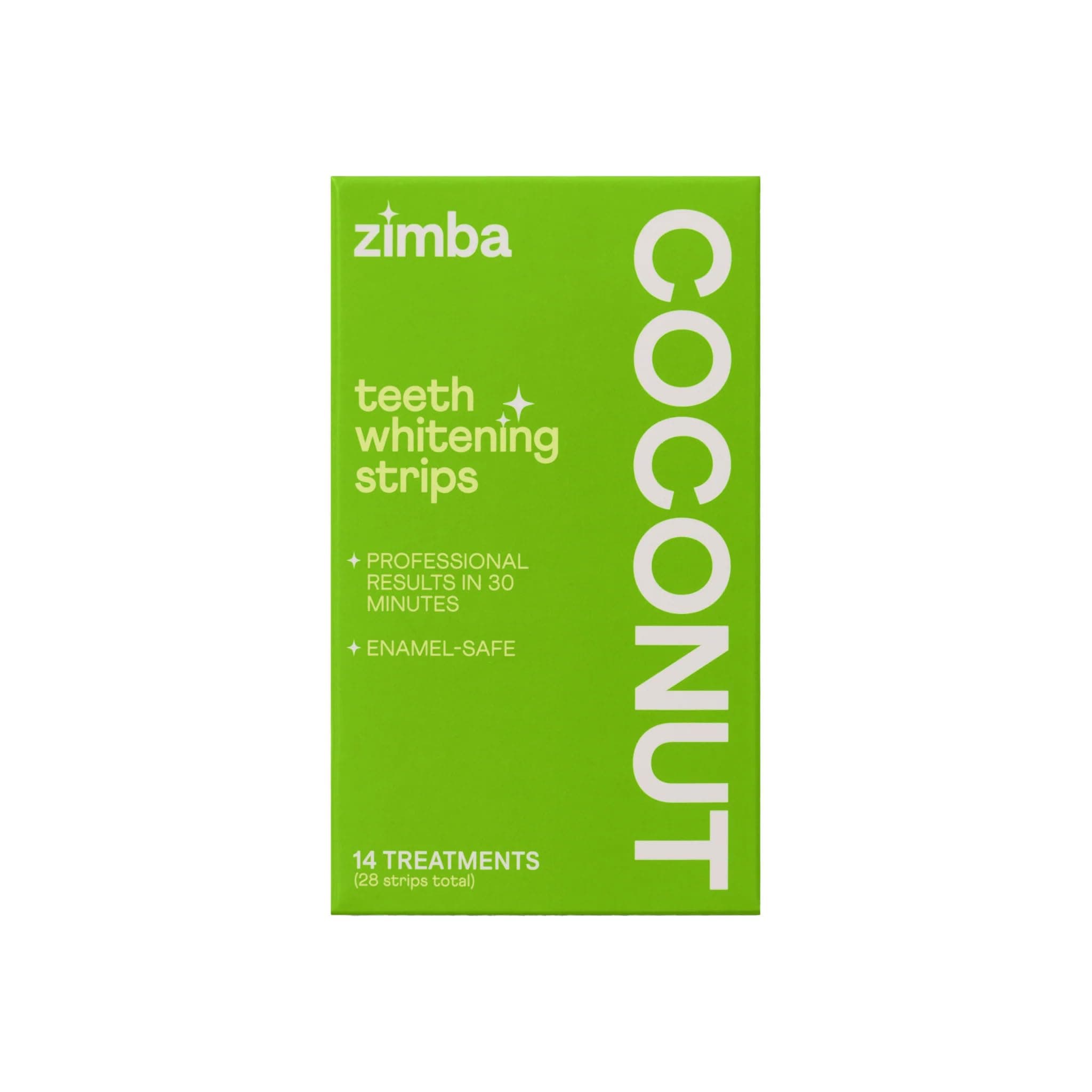 Zimba Coconut Flavored Teeth Whitening Strips | Vegan, Enamel Safe Hydrogen Peroxide Teeth Whitener for Coffee, Wine, Tobacco, and Other Stains | 14 Day Treatment | Coconut