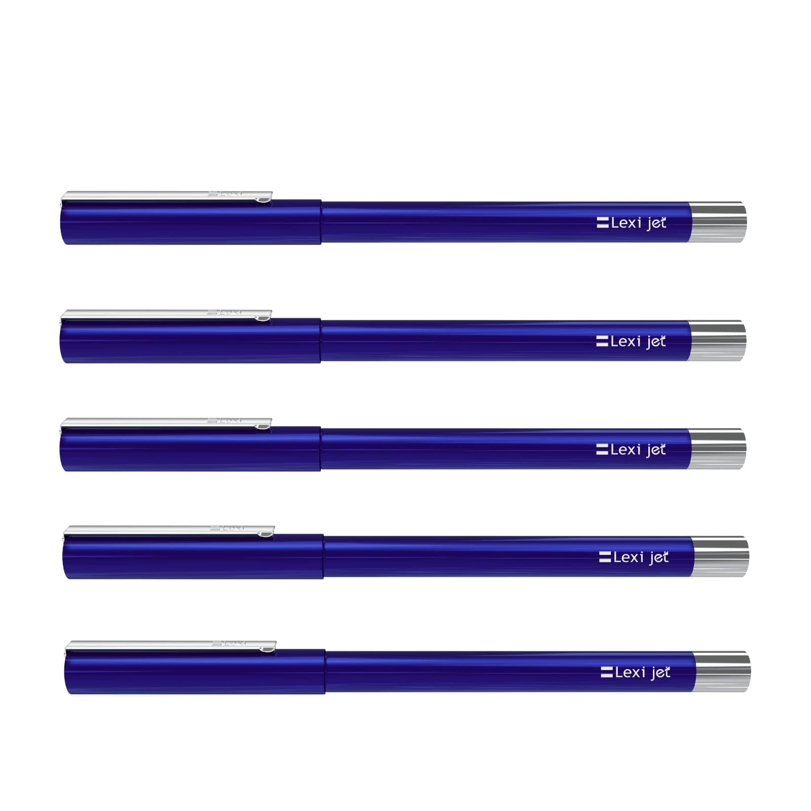 Lexi I Jet Hi Flo I Next-Gen Ultra Smooth Ball Pen I Premium Hi Flow Ink | 0.7 mm Blue Ball Pen I Blue Ink Color_Pack of 5