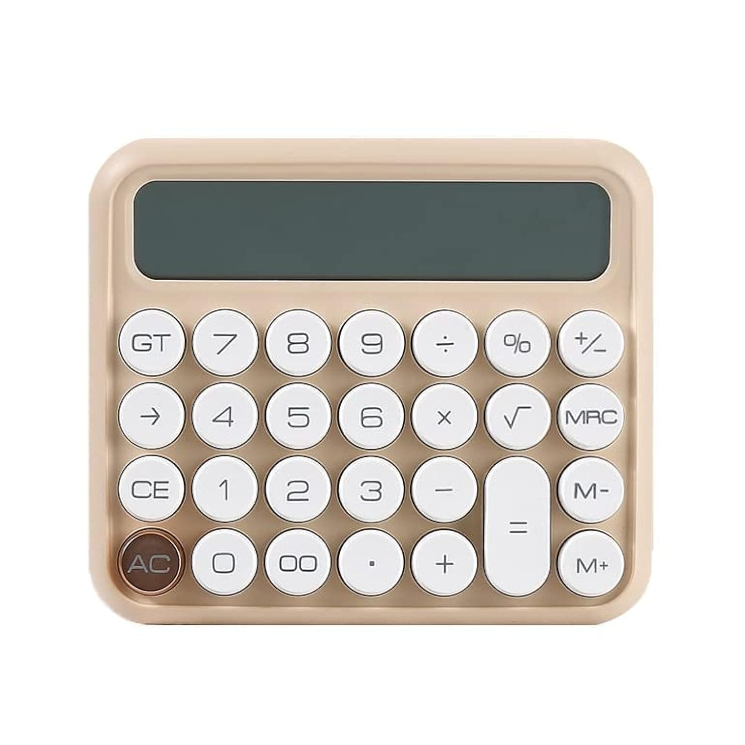 AOAILION 12 Digits Mechanical Switch Calculator Large LCD Display Desktop Calculator Large and Sensitive Button Financial Calculator for Office,Home and School (Beige) (JUNNO800)