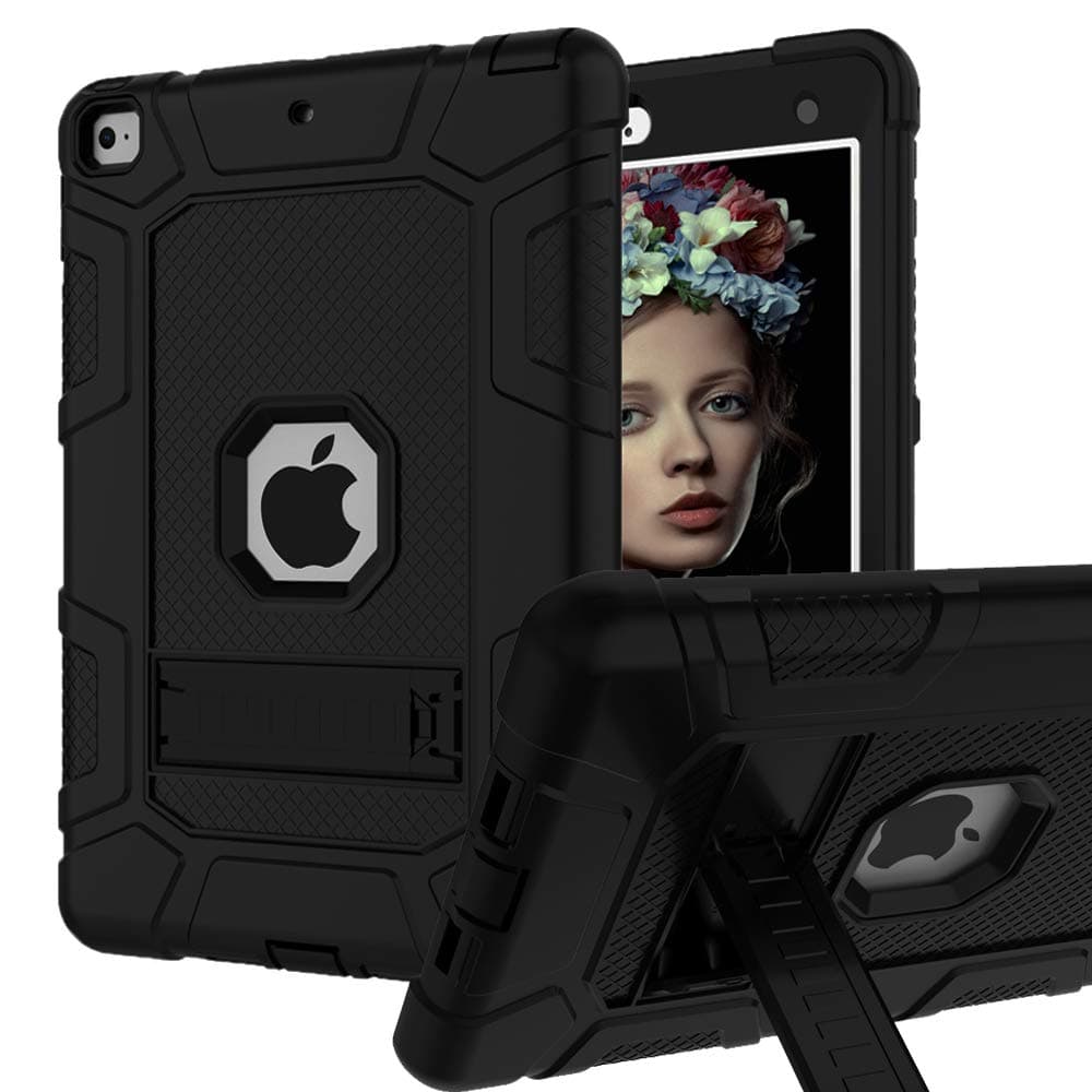 Piagle iPad mini 5 Case, iPad mini 5th Generation Case, Hybrid Three Layer Armor Shockproof Rugged Drop Protection Cover Case Built With Kickstand for iPad Mini 5 7.9" 2019 (Black)