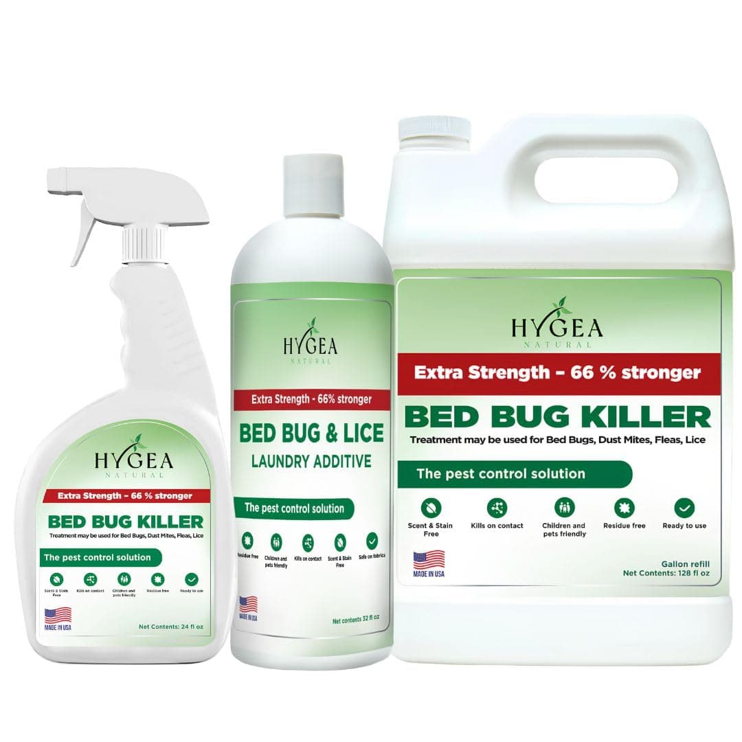 Extra Strength Bed Bug & Lice Elimination Trio - Includes Extra Strength 24 oz Lice & Bed Bug Spray, 32 oz Lice & Bed Bug Laundry Additive, & 128 oz Spray Refill