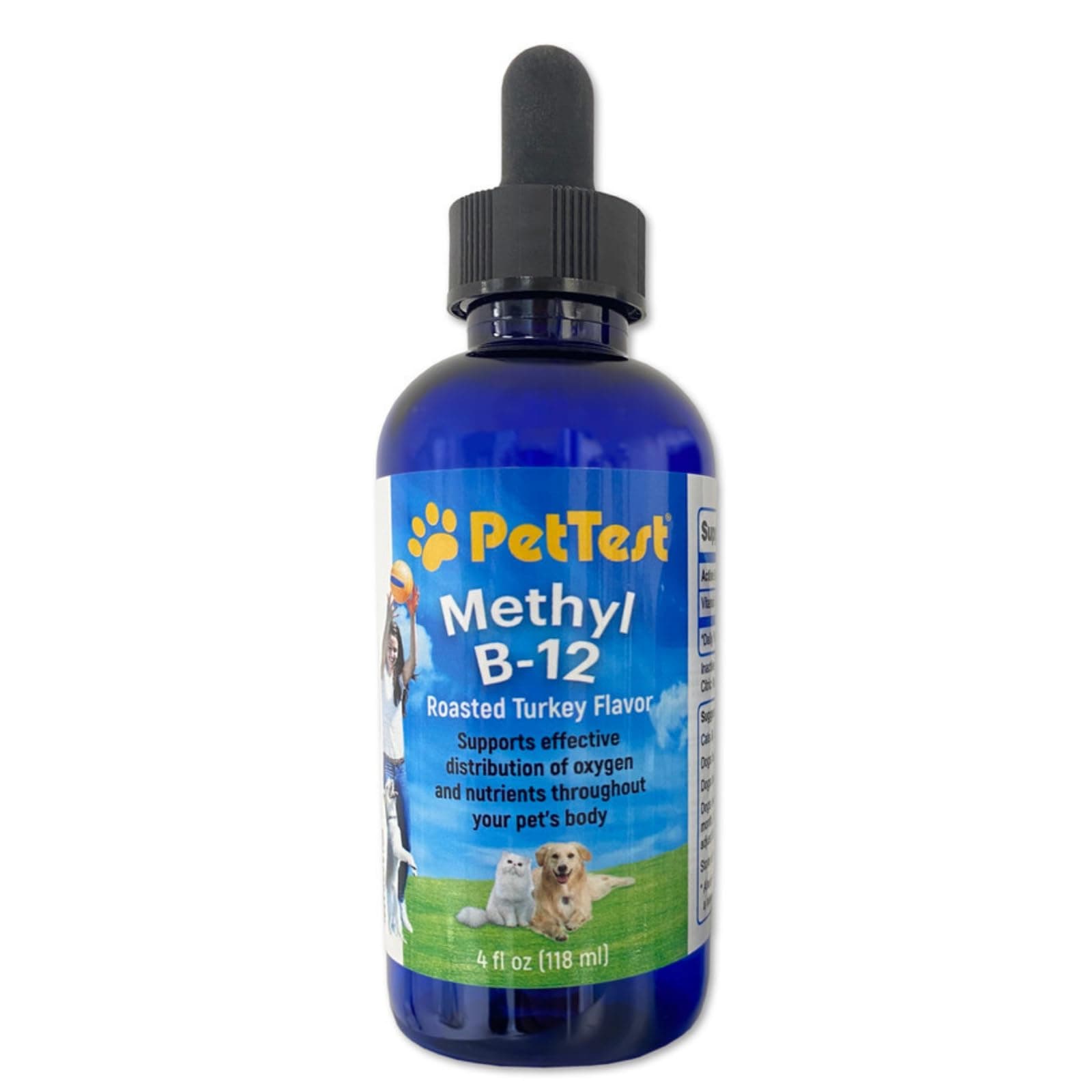 PetTest Methyl B12 Vitamin Liquid Drops 4fl oz (5000 MCG) Supplement with Methylcobalamin for Diabetic Pets, Maximum Absorption to Increase Energy for Dogs and Cats