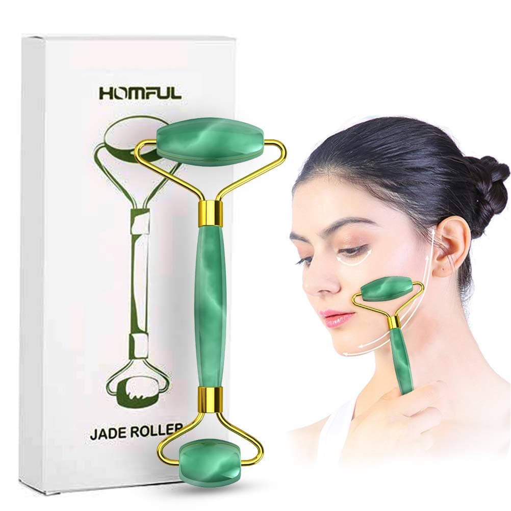 Jade Roller for face Massager,Anti-Aging Facial Natural Jade Stone Roller Massage,Rejuvenates Face and Neck Skin,Cheeks Slimmer,Skin Tightening，Rejuvenates Relax Beauty Tools