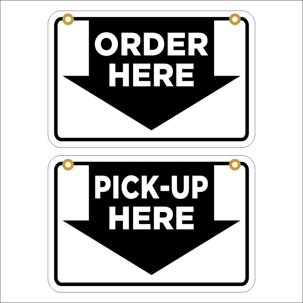 ORDER HERE & PICK-UP HERE Plastic Coroplast SIGNS 8X12 w/Grommets Restaurant B