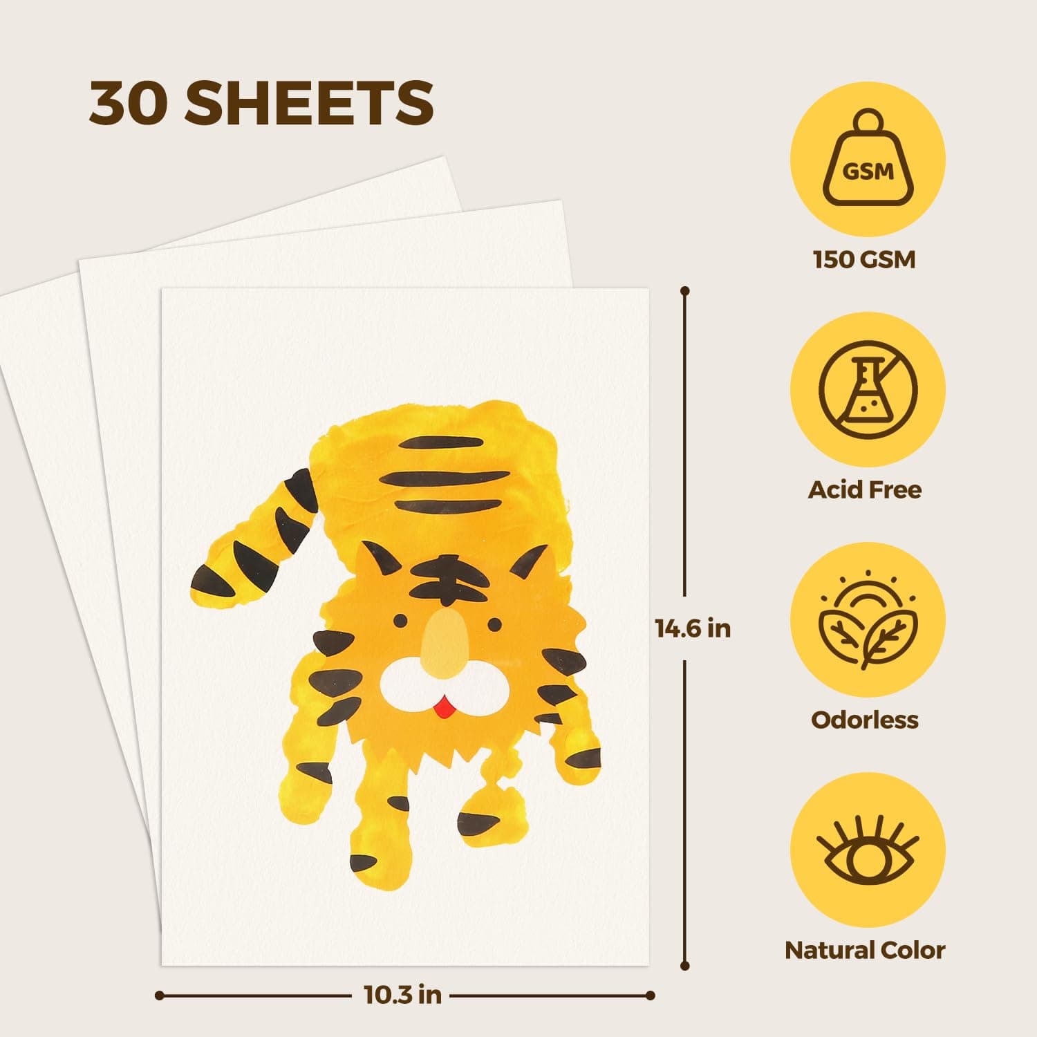 Jar Melo Finger Paint Paper 30 Sheets,10" X 15" Large Finger Painting Paper Pad for Kids,Acid Free, 101 Lb(150 GSM)