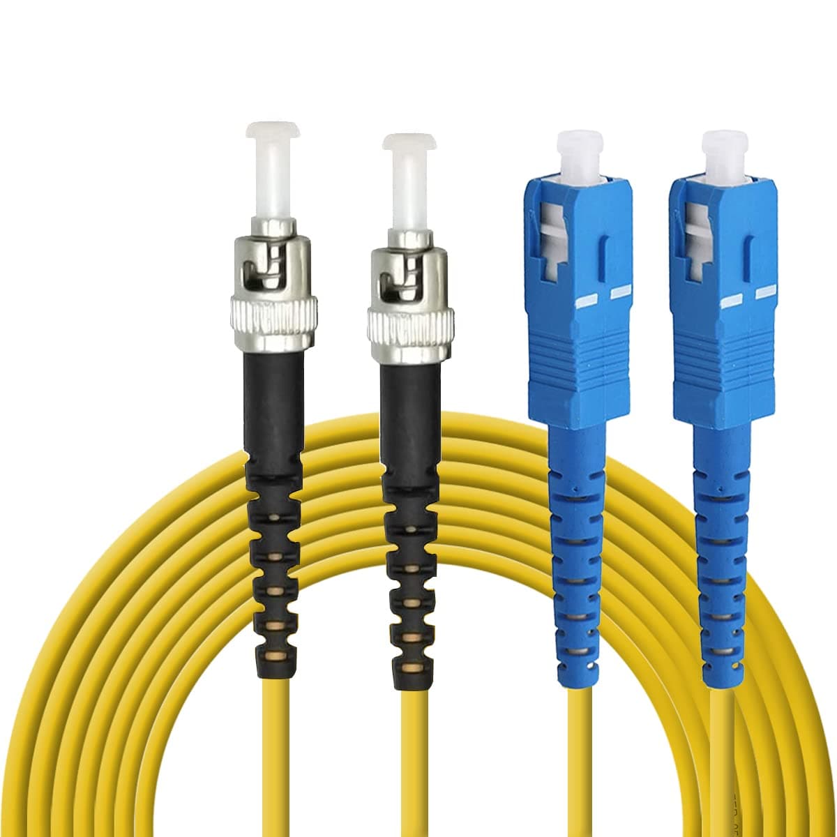 SC to ST Fiber Patch Cable, 3M (9.84ft) Single-Mode Duplex Jumper - SC/UPC-ST/UPC 9/125um OS2 Yellow SM Optical Patch Cord (1 Pack, 5M (16.4ft))