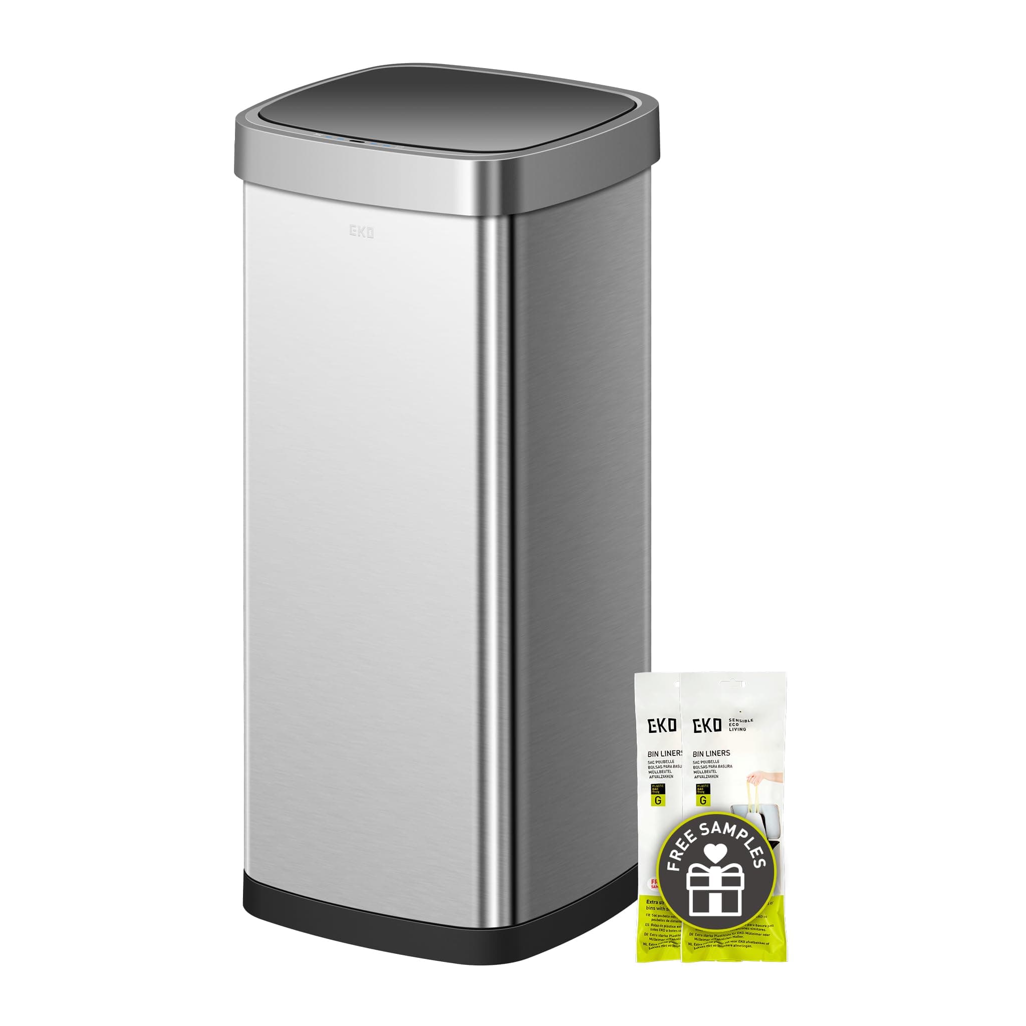 EcoSmart Tall and Large Kitchen Trash Can, 80L/21.1G High Capacity, Touchless Soft Square Motion Sensor Garbage Can, Brushed Stainless Steel