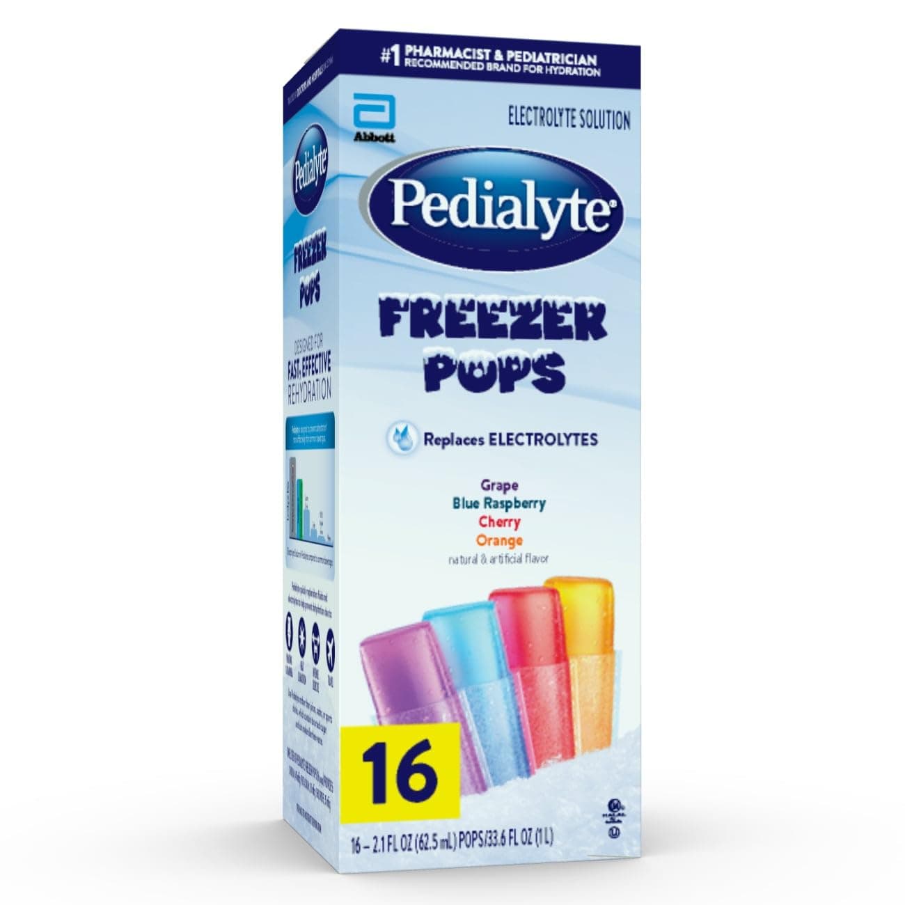 Pedialyte Freezer Pops - Assorted Flavors - 2.1 oz - 16 ct by Pedialyte [Parallel Import]