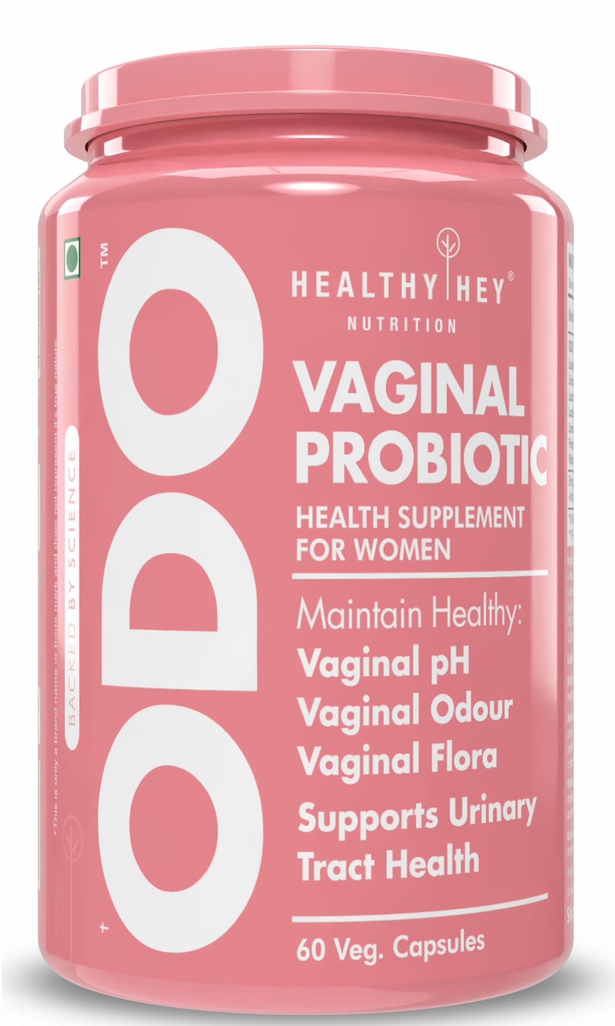 HealthyHey ODO Vaginal Probiotics for Women pH Balance with Prebiotics & Lactobacillus Probiotic Blend - Vaginal Health Supplement - Promote Healthy Vaginal Odor & Vaginal Flora - 60 Veg Capsules