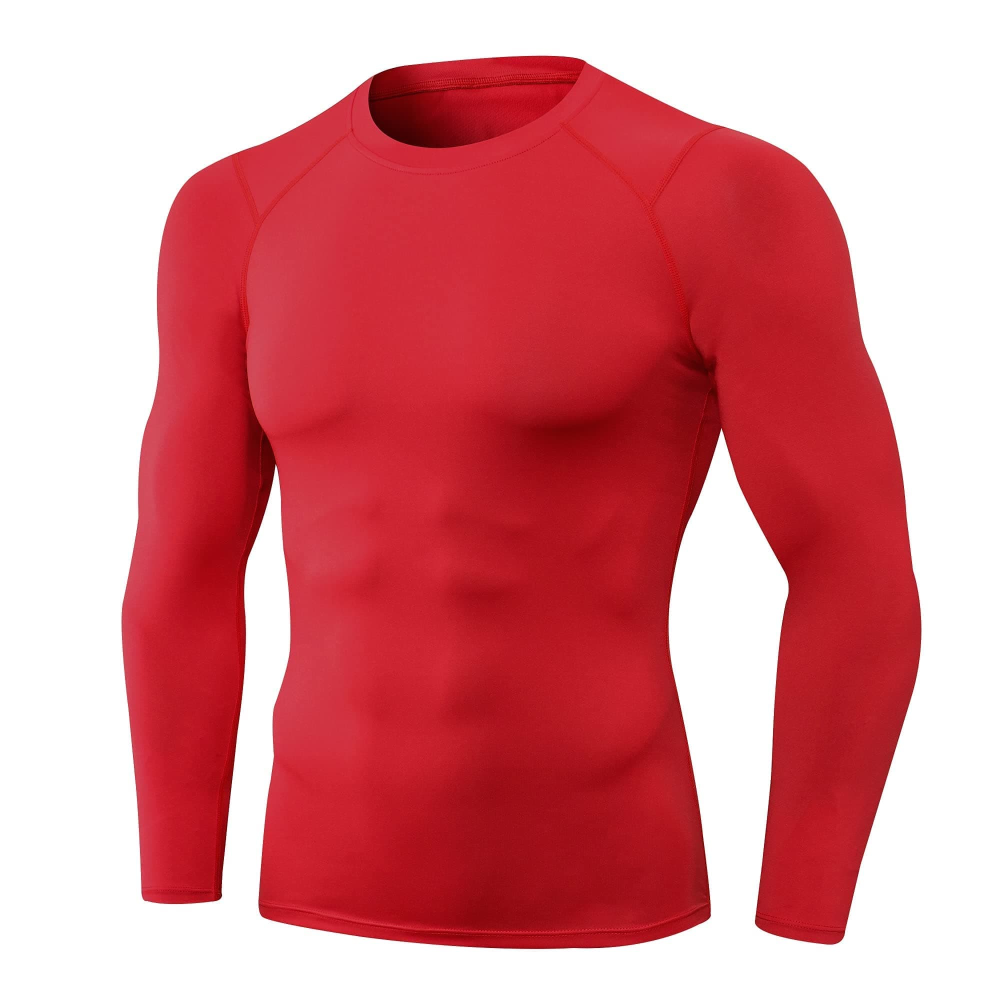 Men's Sports Base Layers, Athletic Long Sleeve Compression Thermal Undershirts Basic Crewneck Tops Slim Workout Shirts