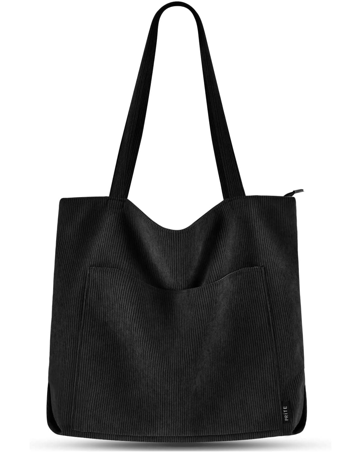 Corduroy Tote Bag for Women Large Shoulder Bag with Zipper and Pockets for College Work Travel Shopping