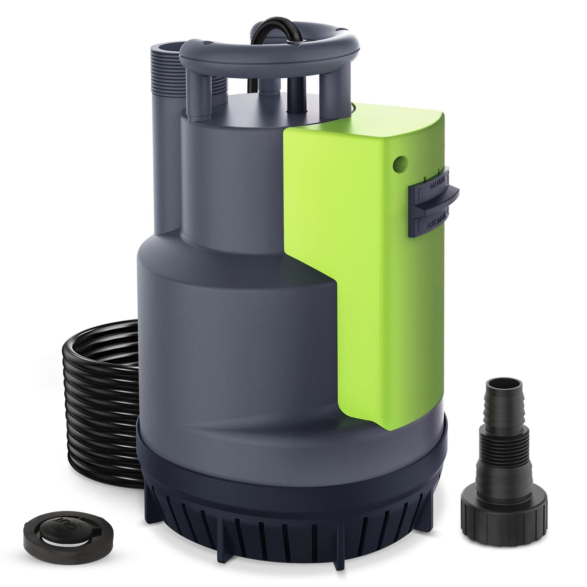 550W Submersible Water Pump, 11500L/H Automatic/Mode Control with Integrated Float Switch, Drain Transfer Water from Pond Hot Tub Swimming Pool Rain Barrel Basement, Adapter with Check Valve