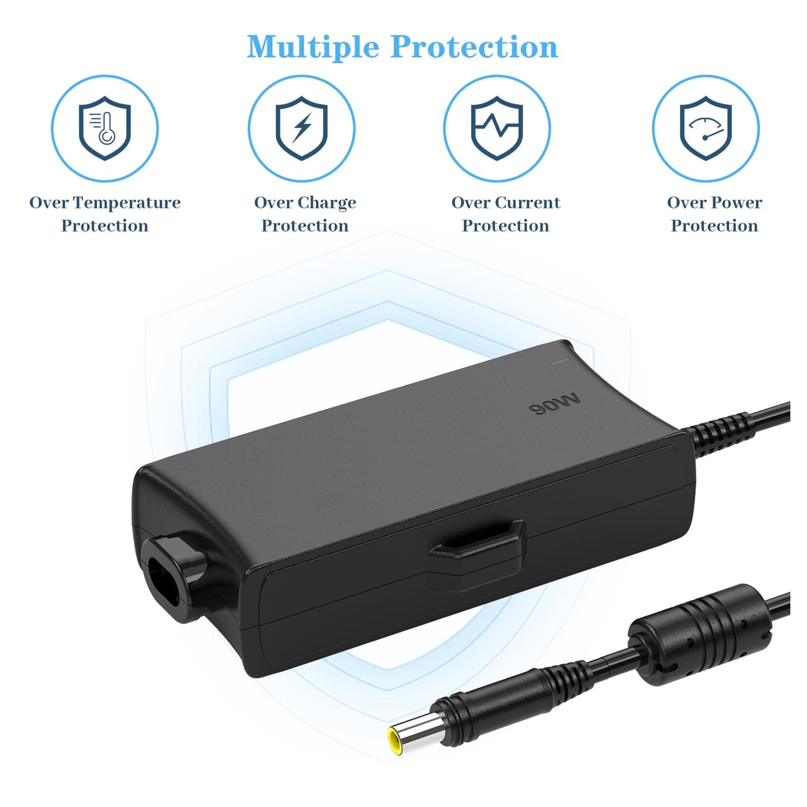 90W Charger for ResMed Airsense 10,Airsense 10 Autoset for Her CPAP Elite Power Cord, 24V 3.75A AC Power Adapter for AirCurve 10 and AirCurve 10S 10VAuto 10 ASV (Yellow tip 1 pin), BLACK