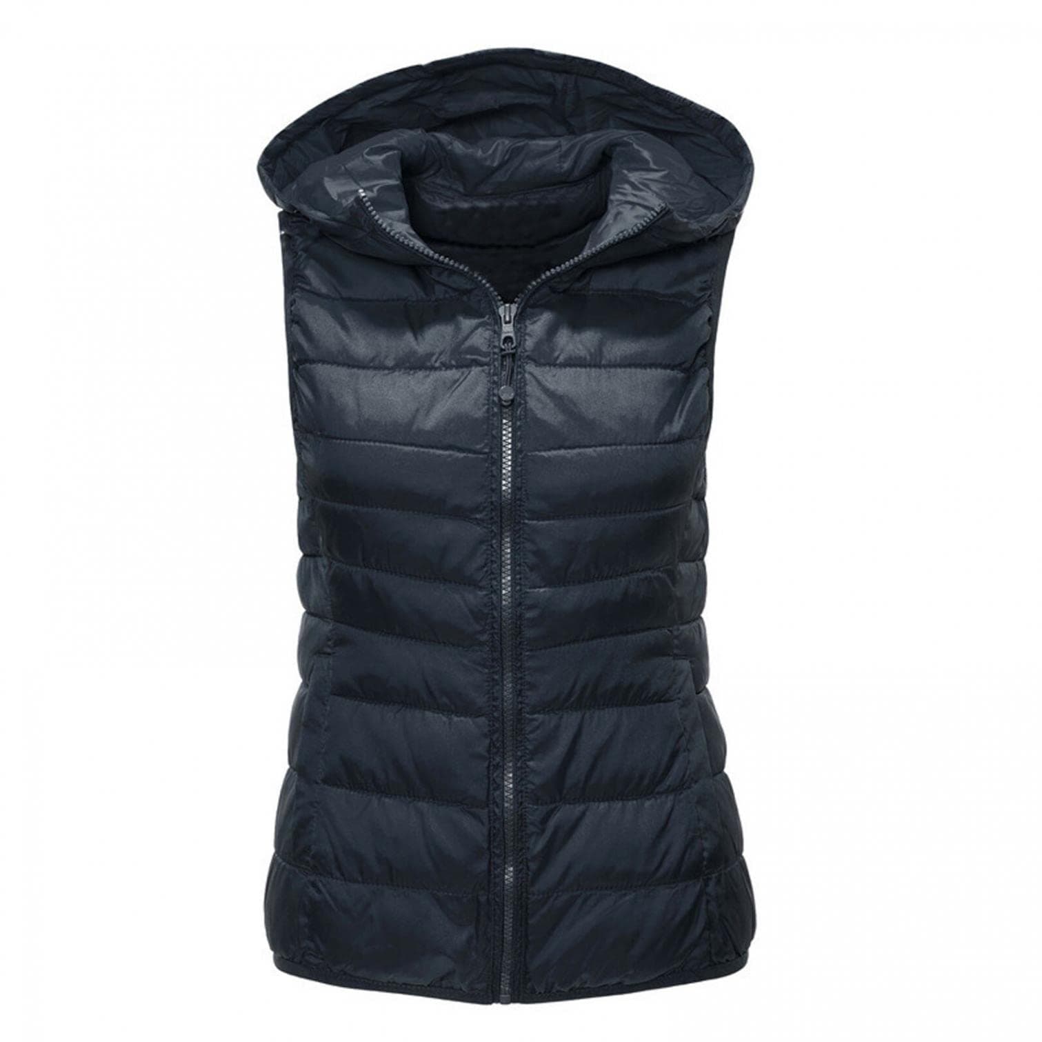 CocilaWomens Plus Size Waistcoat Lightweight Quilted Body Warmer Hooded Gilets Bodywarmer Winter Zipper Padded Warm Coat Thicken Sleeveless Down Jacket Zip Up Winter Vest with Pockets S-4XL