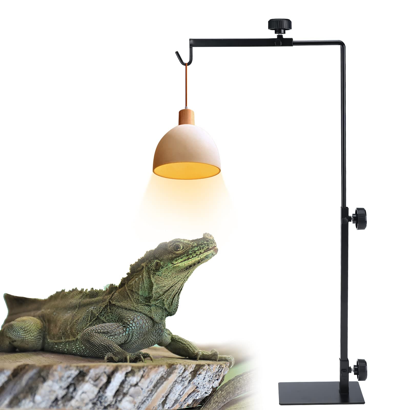 Reptile Lamp Stand Pet Lamp Bracket Adjustable Metal Floor Light Lamp Holder Lamp Support for Reptile Succulent Plants Glass Terrarium Heating Light, Small Size