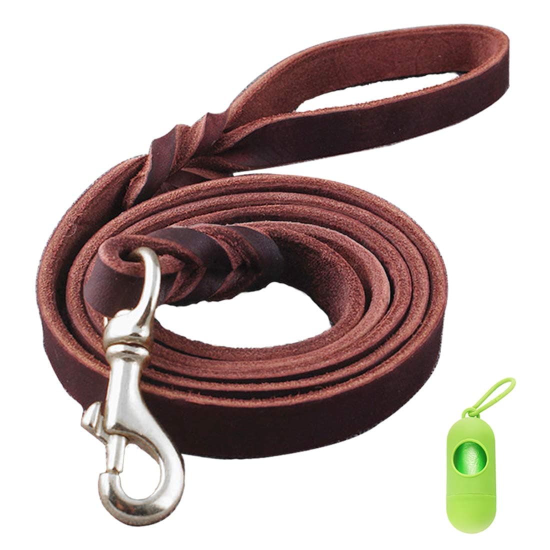 TVMALLDog Leash for Large/Medium/Small Dogs Braided Genuine Leather Behavior Training Leads Rope 0.5 Inch Wide by 6.9/5.2/4ft Long Brown, for Outdoor Adventure, Hiking, Camping, Walking