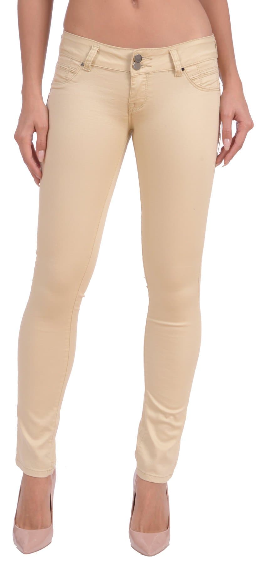 Fancy Jade Women's Plus Size Super Stretch Twill Skinny Pants (Khaki, 22)