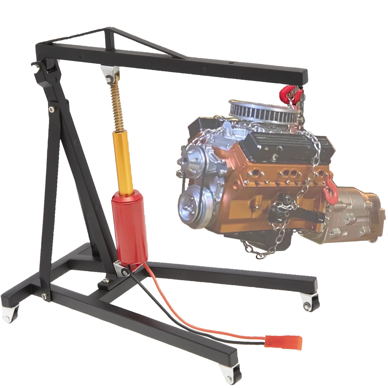 Metal Electric 1/8 1/10 Scale Accessories Engine Crane Hanger, Car Engine Jack Model Crane Jacks Decoration, Crane Jacks Parts Accessories, Garage Accessories (Black)