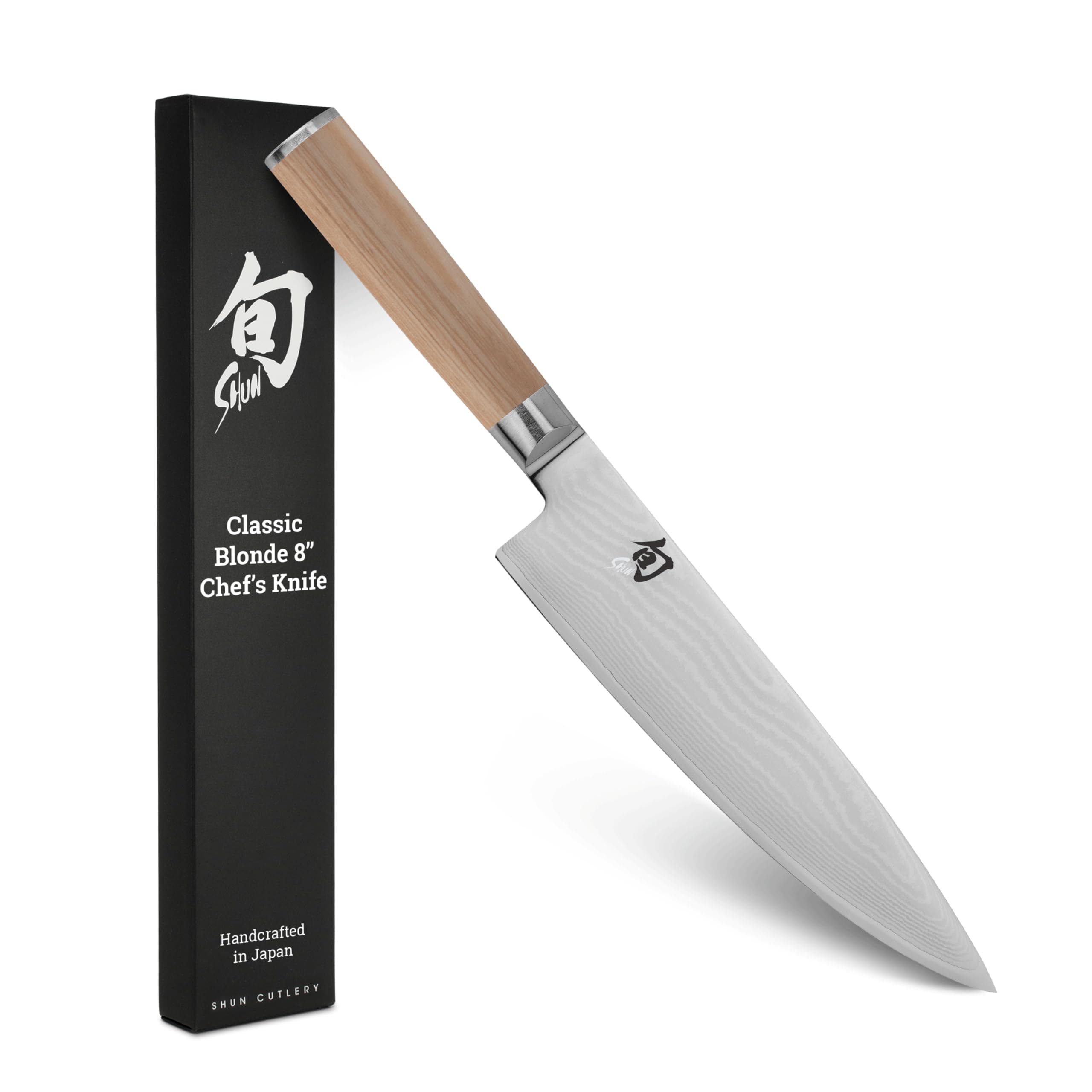 Classic Blonde 8" Chef's Knife, Handcrafted Japanese Kitchen Knife for Professional and Home Chefs, VG-MAX Core with Damascus Stainless Steel Cladding, Pakkawood Handle