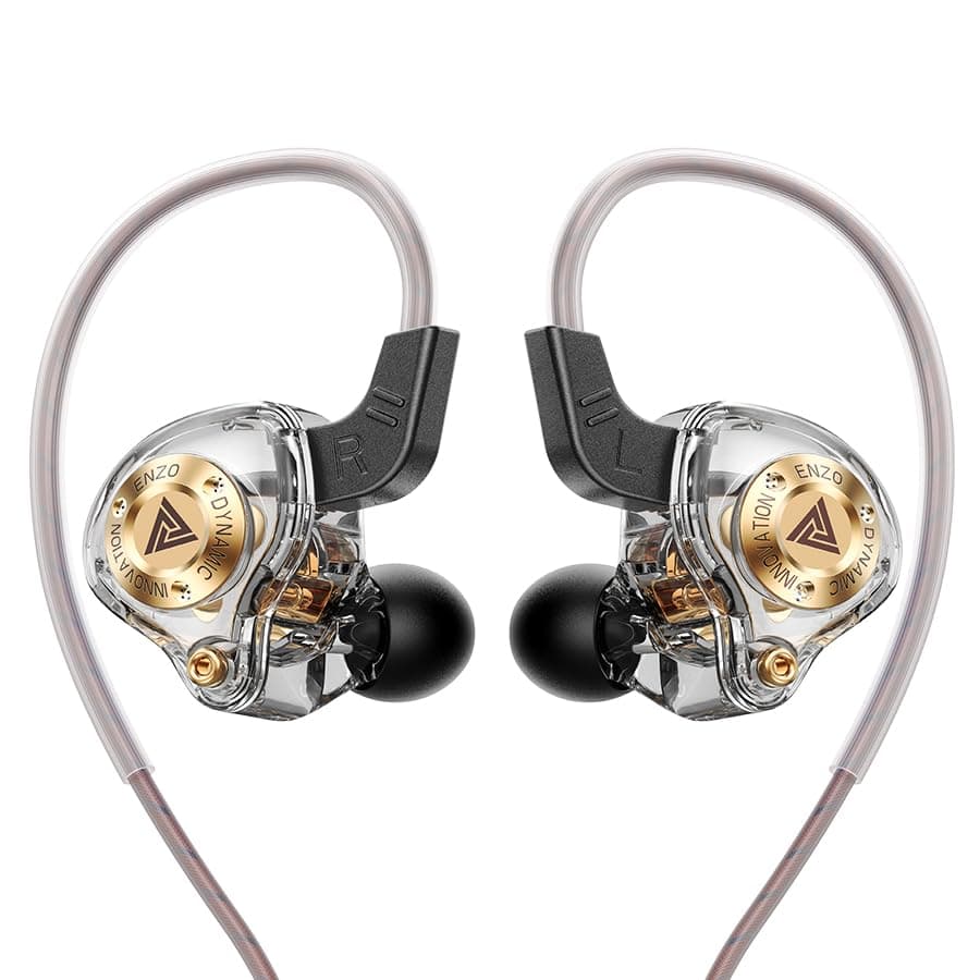 Wired Gaming Headphones IEM Earphones 1DD, QKZ ENZO In-Ear Monitor, HiFi Earphones, Bass Sound with 11mm Dynamic Driver for Video Music Gaming (Grey, Microphone)