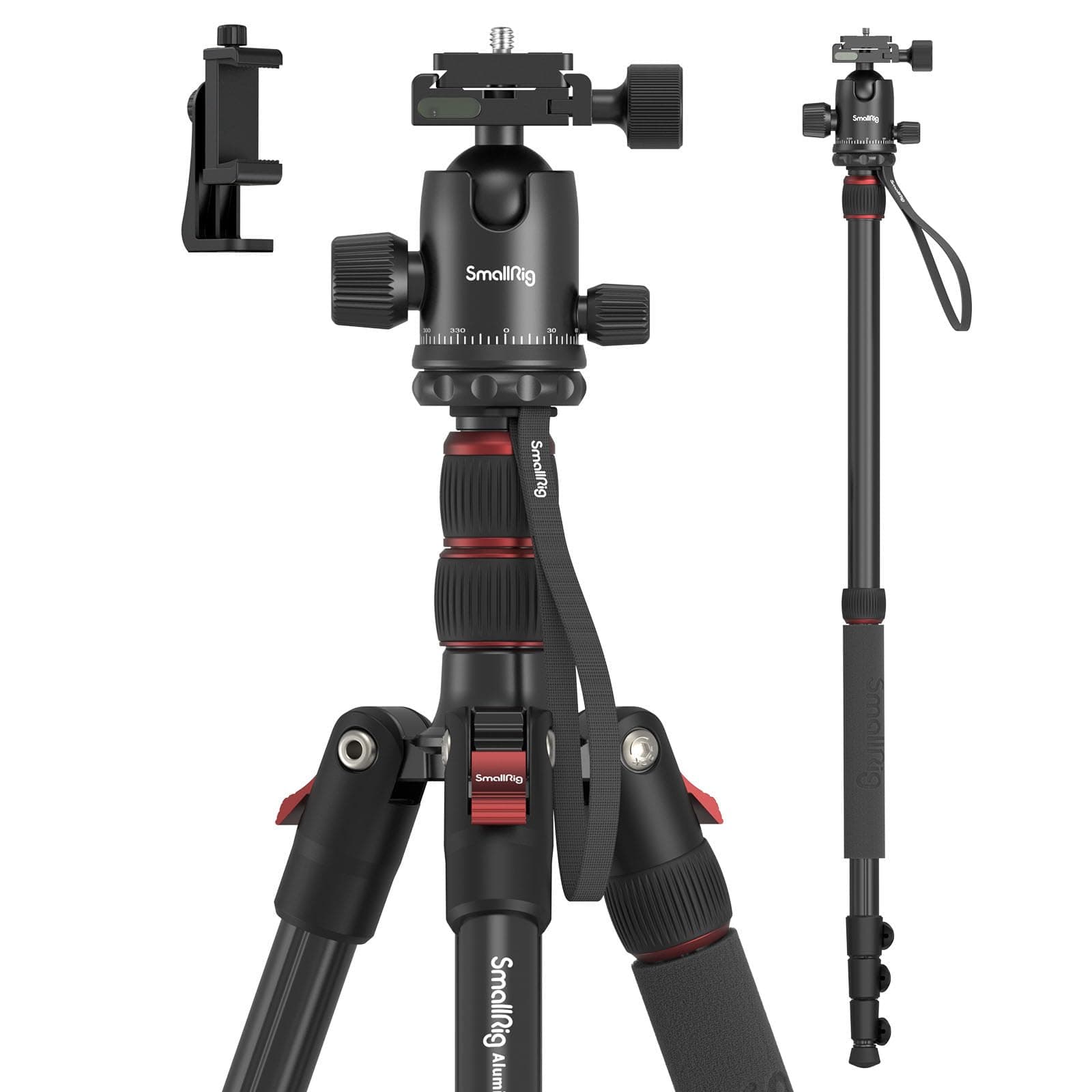 CT-10 Camera Monopod, 72 Inch 182 cm Lightweight and Portable Aluminium Tripod, 360° Panoramic Ball Joint Quick Release Plate, 15kg Max Load, 59-180cm Adjustable - 3935