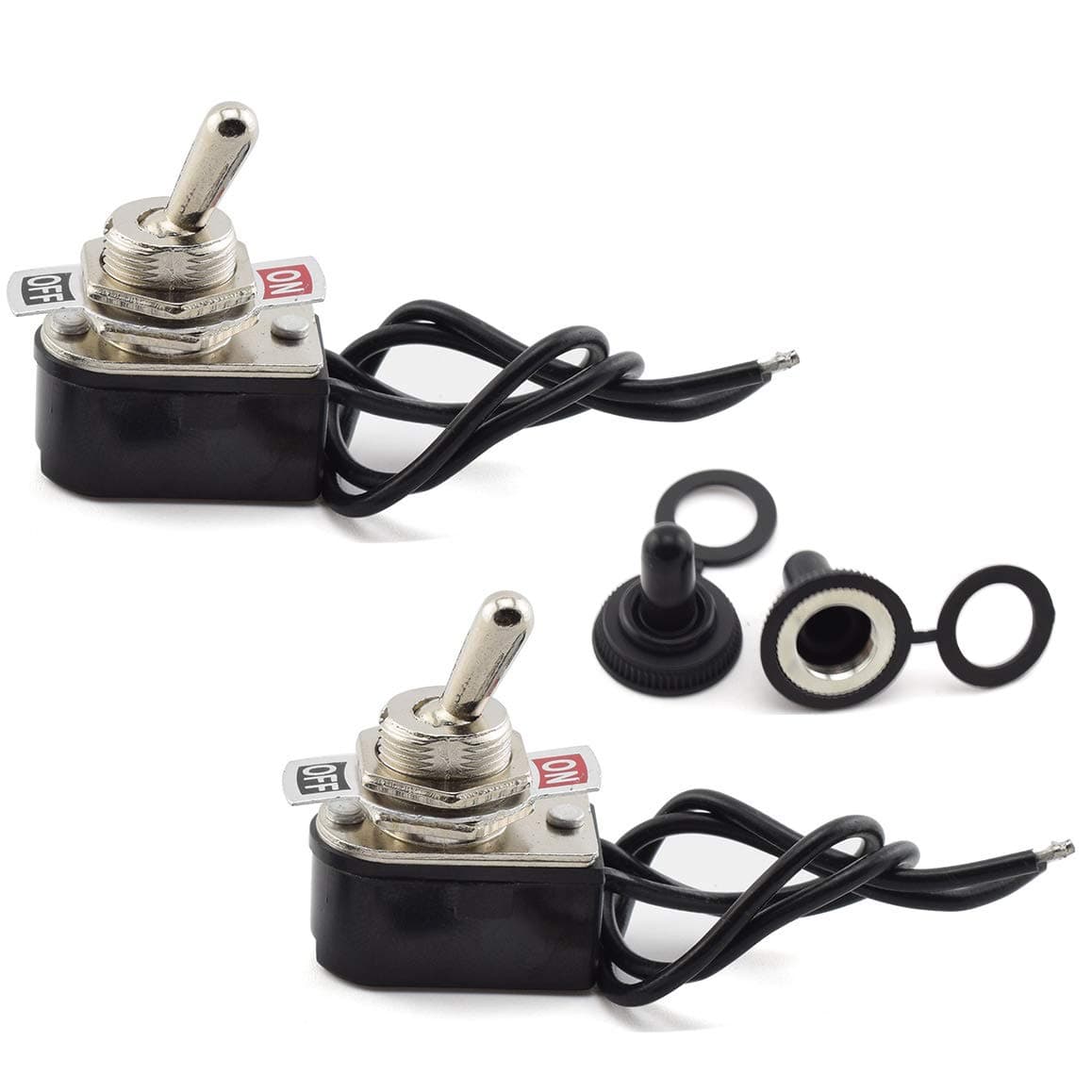 SDTC Tech 2 Pack Toggle Switch 6A / 125V 3A / 250V AC SPST ON/Off Heavy Duty Rocker Electrical Switch with Lead Wires