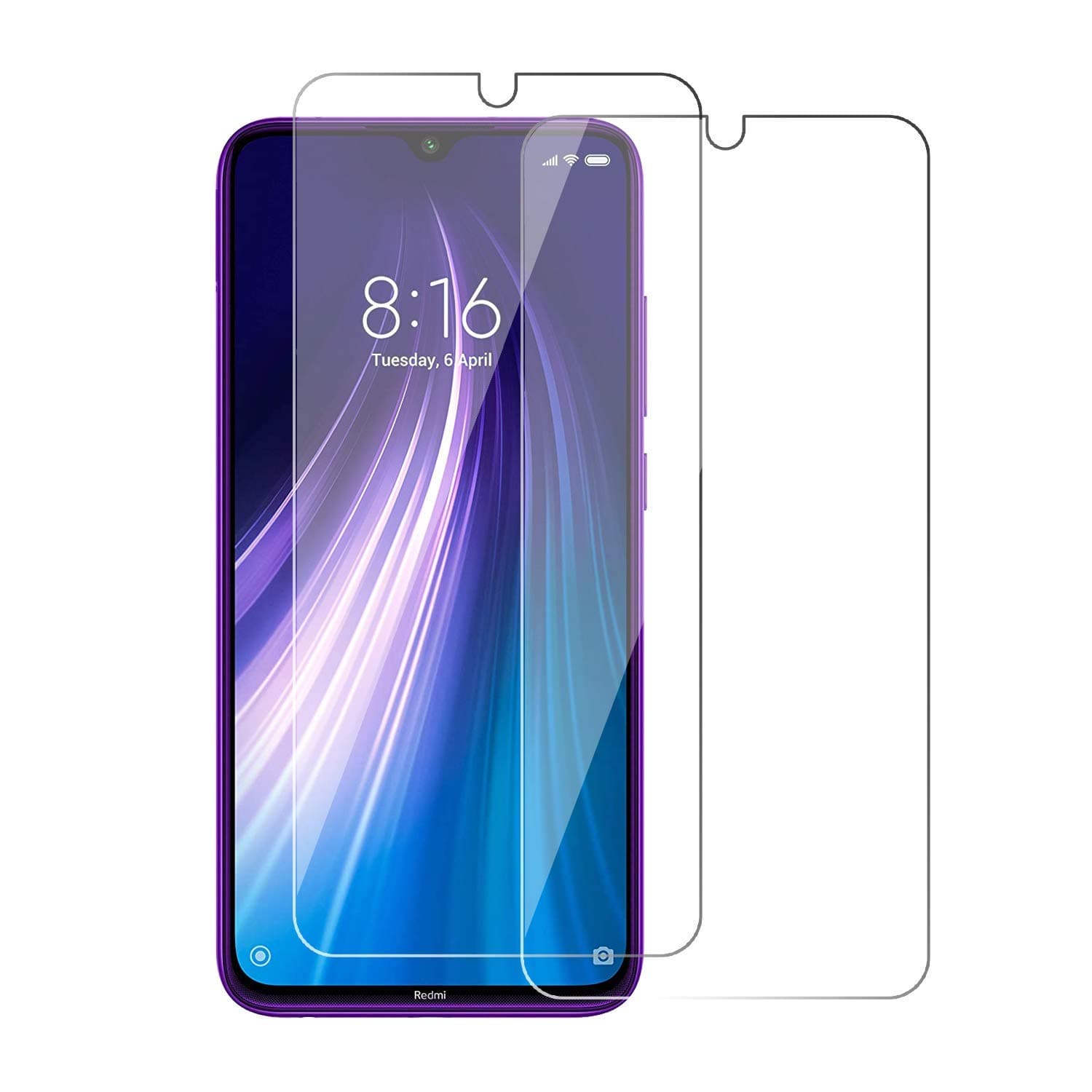 POPIO Full Screen Coverage Except Edges Tempered Glass Screen Protector With Easy Installation Kit For Xiaomi Redmi Note 8 (Transparent) -Pack Of 2 for Smartphone