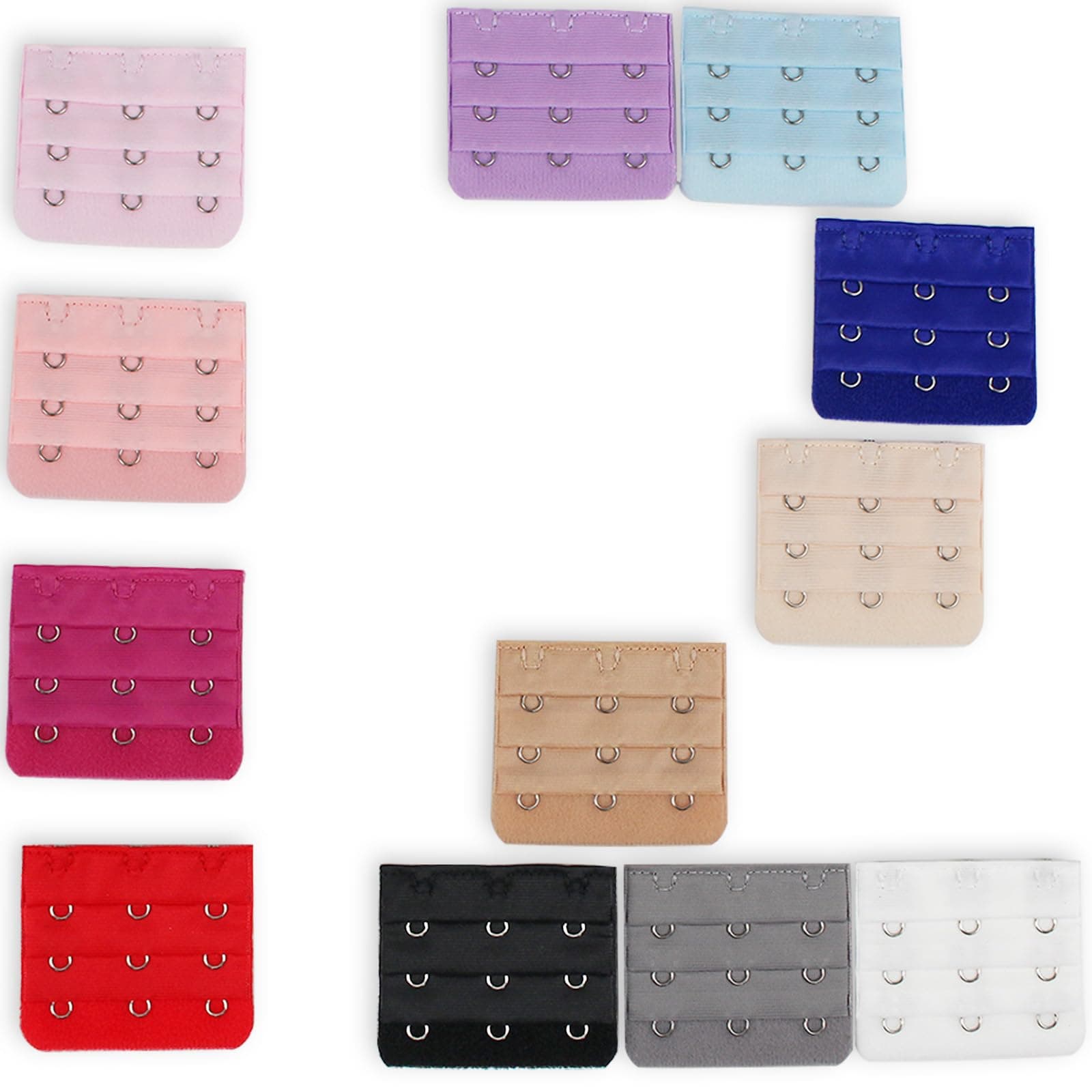 12PCS Bra Extenders 2 Hook - Multicoloured Bra Extenders, Convenient Women's Bra Extender