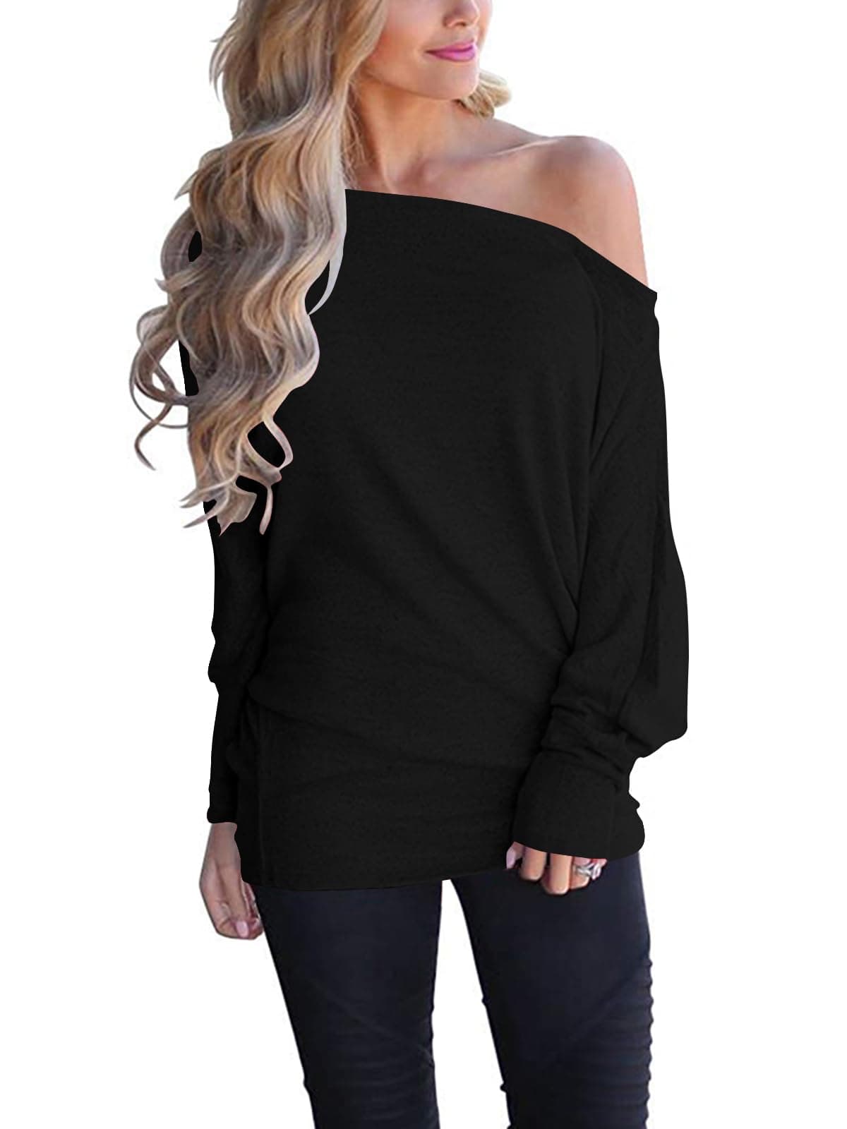 Women's Long Sleeve Off Shoulder Tunic Tops Loose Casual Oversized Shirts Blouse