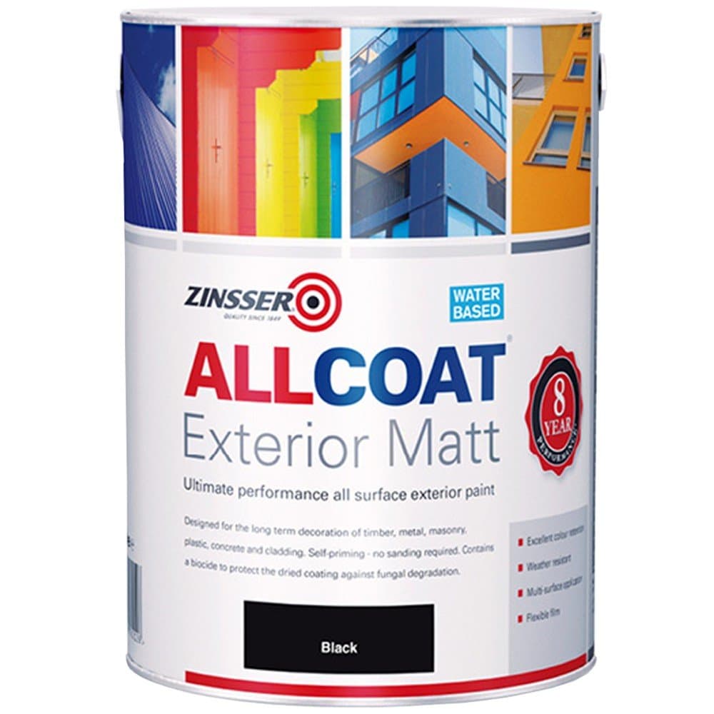 Allcoat Exterior Water Based Paint Matt Black - 1 Litre