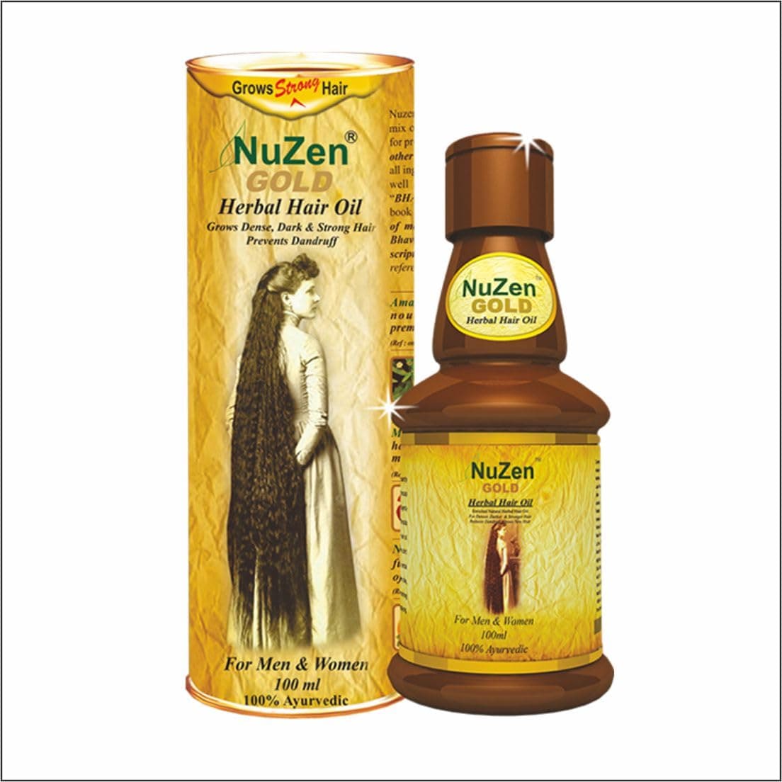Nuzen Gold Herbal Hair Oil - 100% Pure Herbal Hair Oil , Grows New, Dense, Dark & Strong Hair, Prevents Dandruff,100% Ayurvedic and can be used both by Men & Women - 100ml
