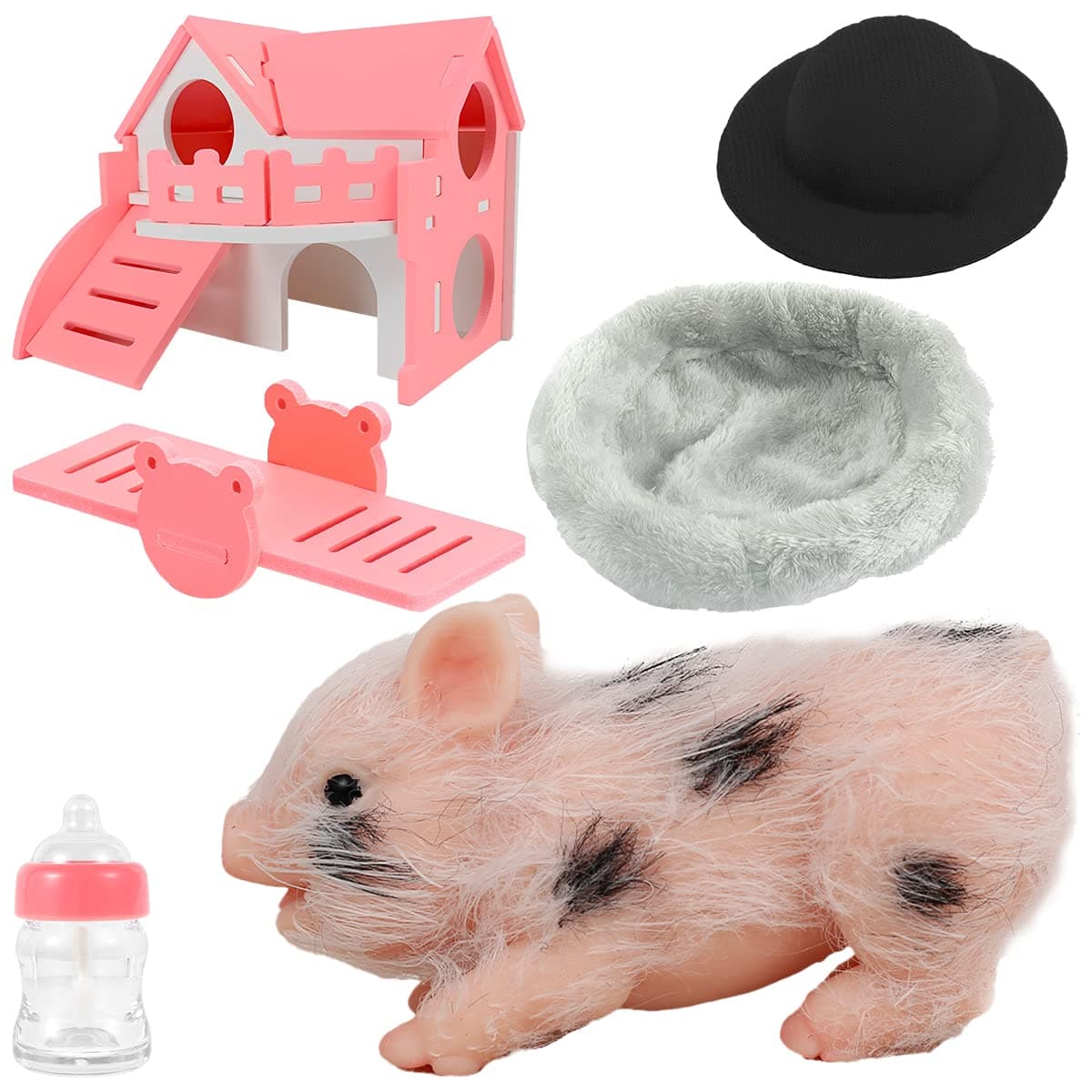 Eummy Silicone Mini Animals Pig Set, 5 Inch Toys for Girls & Boys, Realistic Cute Baby Piggy Doll Soft Body, Item for Kids, Her, Birthday, Christmas Stocking Stuffers