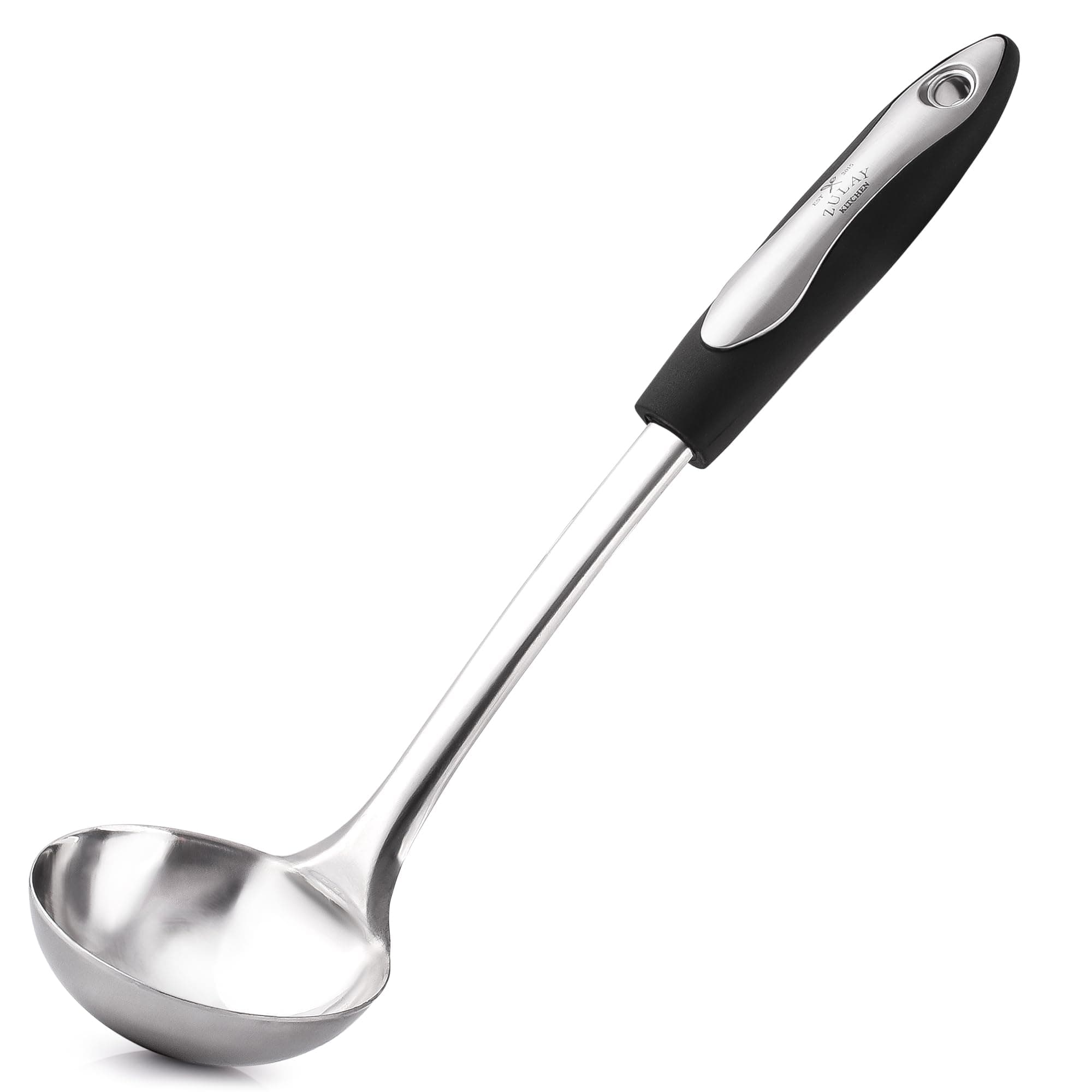 Zulay Kitchen Premium Soup Ladle - 12" Stainless Steel with Non-Slip Silicone Handle