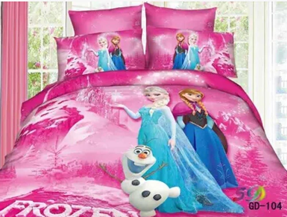 3d Frozen Pink Cartoon Bedding Sets Princess Elsa & Anna 4pcs Bedding Sets,cotton100% Material Beautiful Creative 3d Bedding Sets Queen Size Christmas Gifts