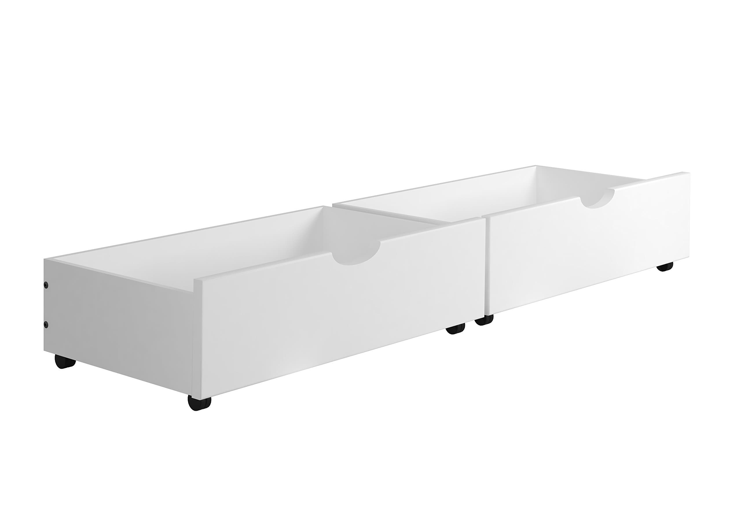DONCO Kids 505-White Dual Under Bed Storage Drawer, White