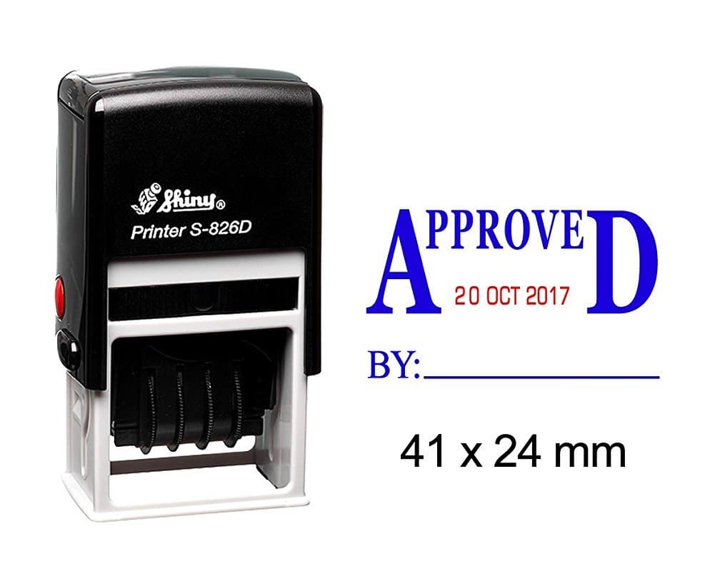 Shiny Date Stamper Self Inking with Approved by Text Ofiice Stationery Rubber Stamp S-826D