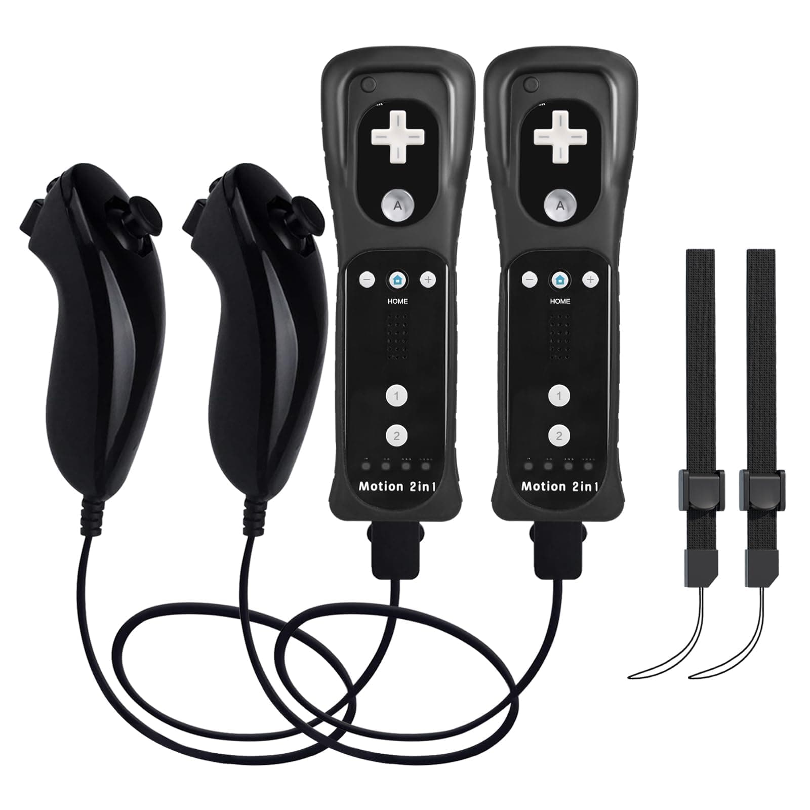 2 Pack Wii Remote with Wii Motion Plus Inside | Shock Wii Nunchuk Controller | Compatible Nintendo Wii, Wii U