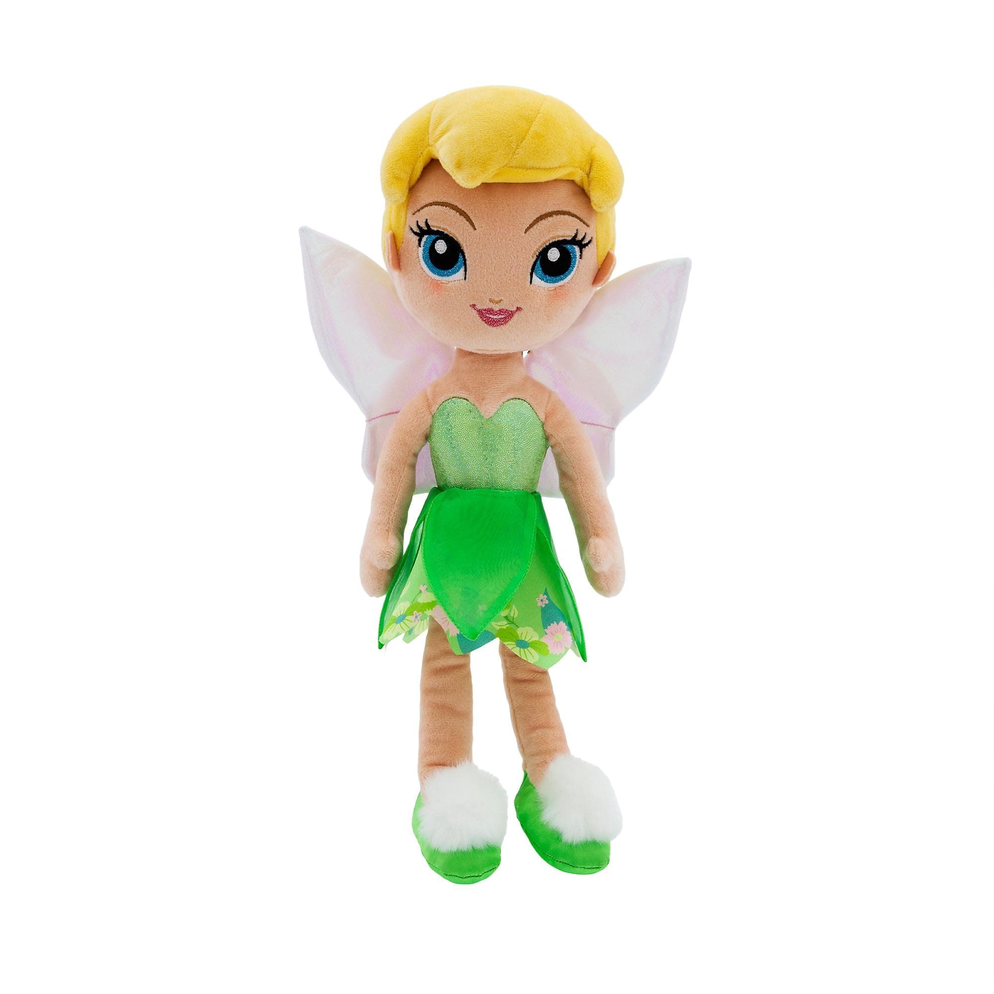 Official Tinker Bell Soft Toy Doll, 35cm/13”, Plush Fairy in Iconic Satin Dress with Embroidered Details, Suitable for Ages 0+