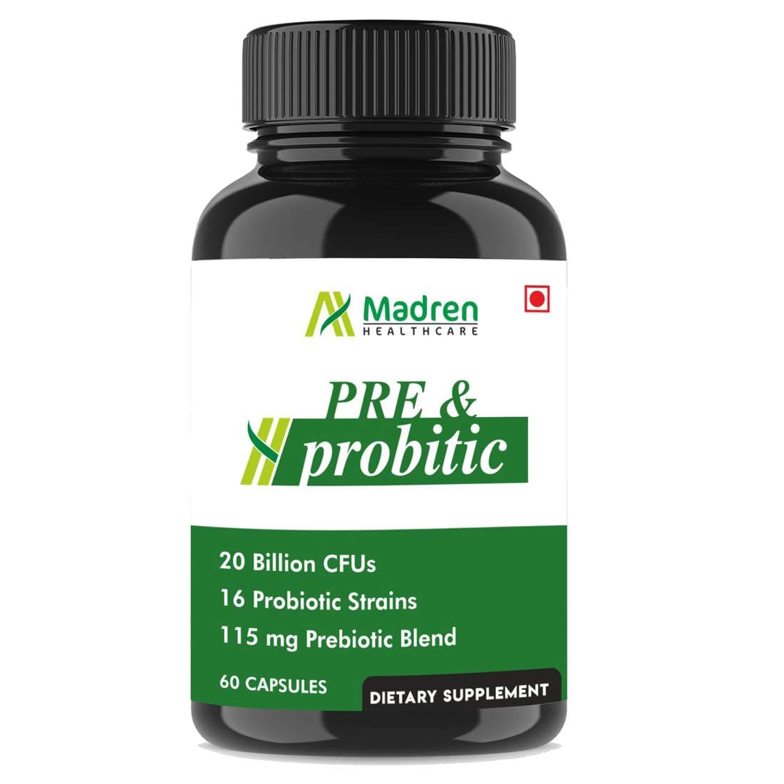Madren Healthcare Probiotics Supplement 20 Billion, 16 Strains with Prebiotics, 60 Capsules